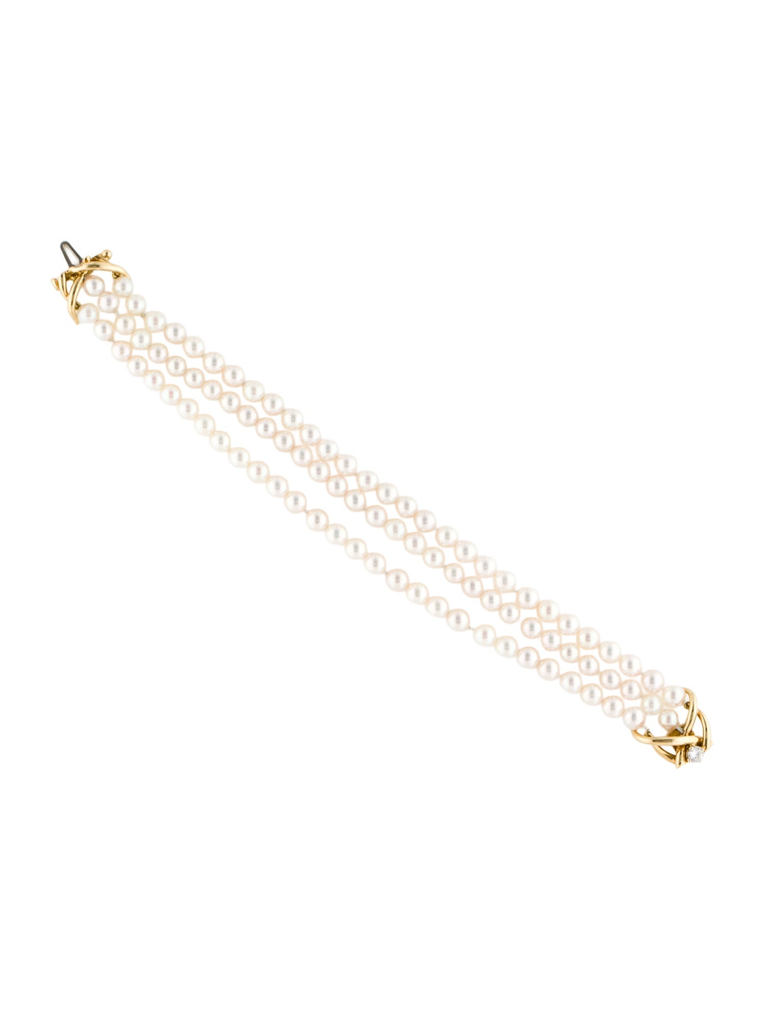 Tiffany & Co. Vintage 18K Pearl & Diamond Multistrand Bracelet