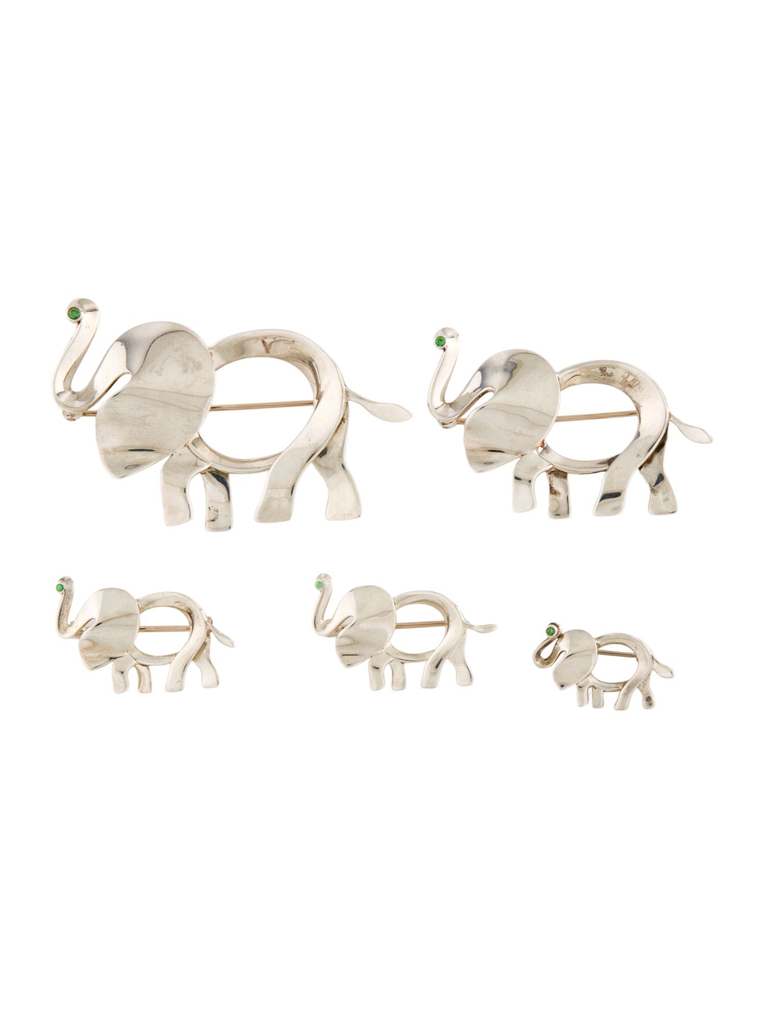 Tiffany & Co. Tsavorite Elephant Brooch Set
