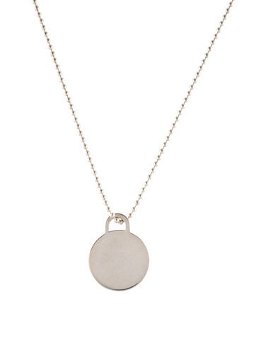 Pre-owned Tiffany & Co Round Tag Pendant Necklace, 17.75" In Multi