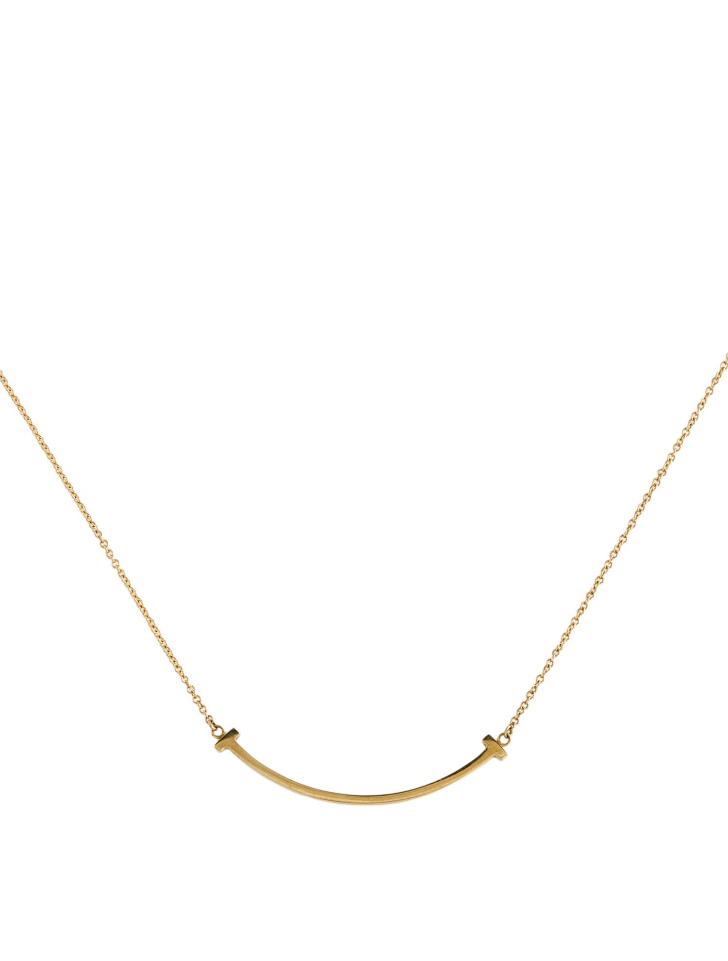Tiffany & Co. 18K T Smile Pendant Necklace