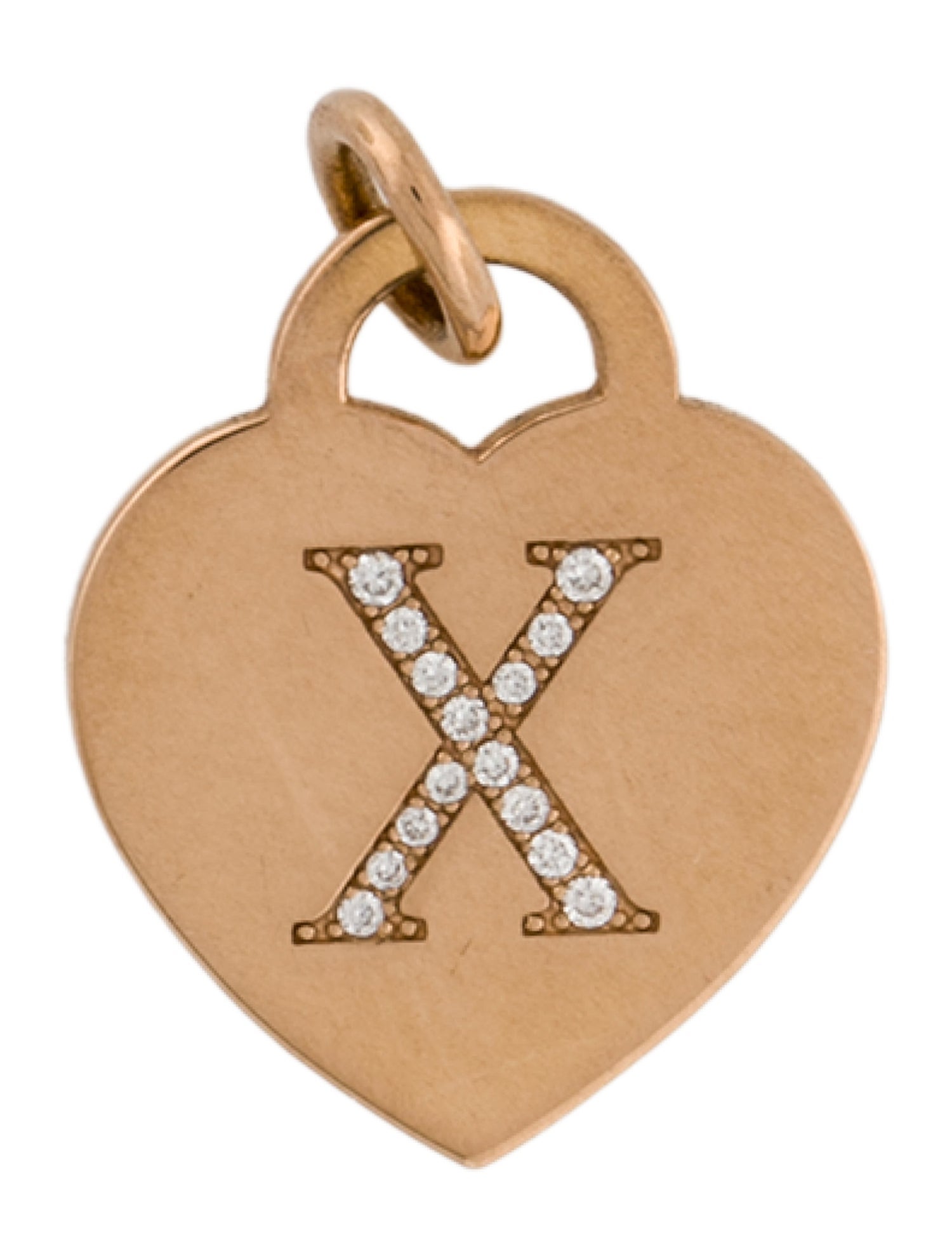 Tiffany & Co. 18K Diamond Initial 'X' Heart Tag Charm