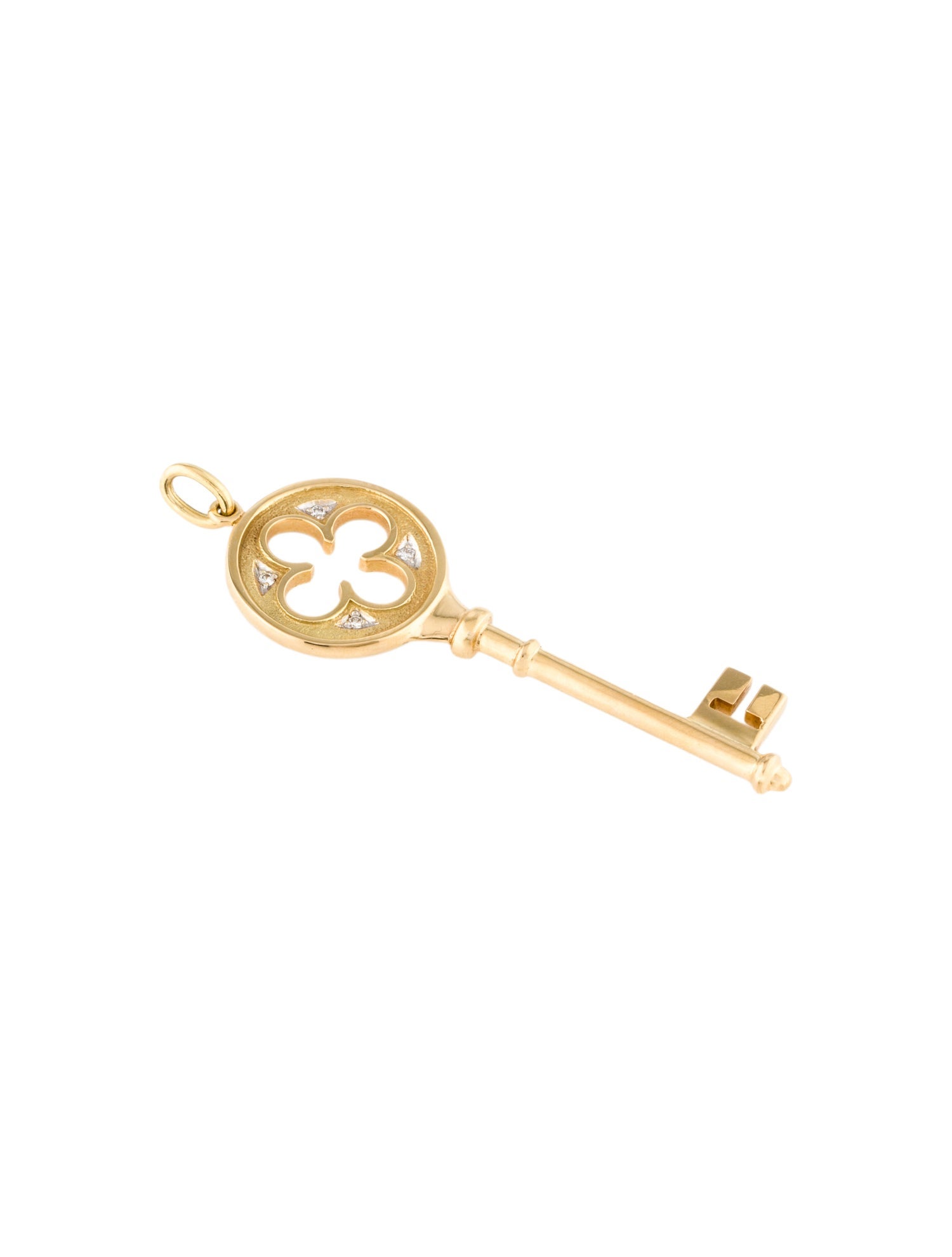 Tiffany & Co. 18K Diamond Quatrefoil Key Pendant