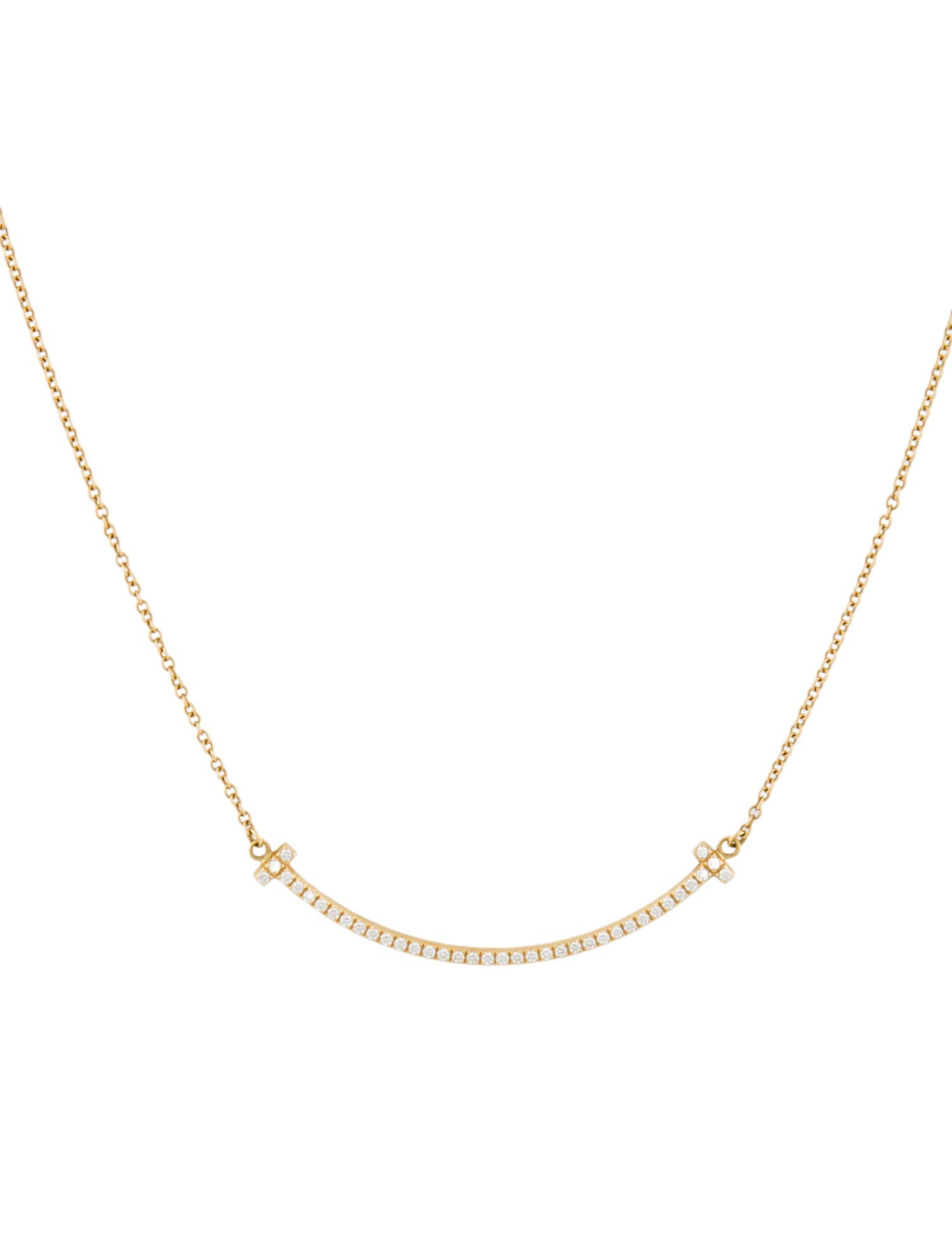Tiffany & Co. 18K Diamond T Smile Pendant Necklace