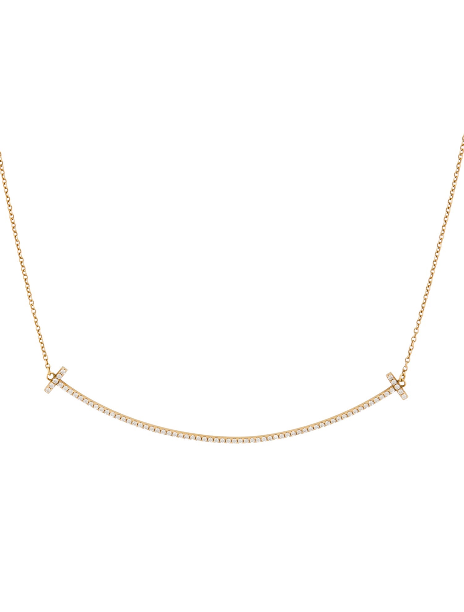 Tiffany & Co. 18K Diamond T Smile Pendant Necklace