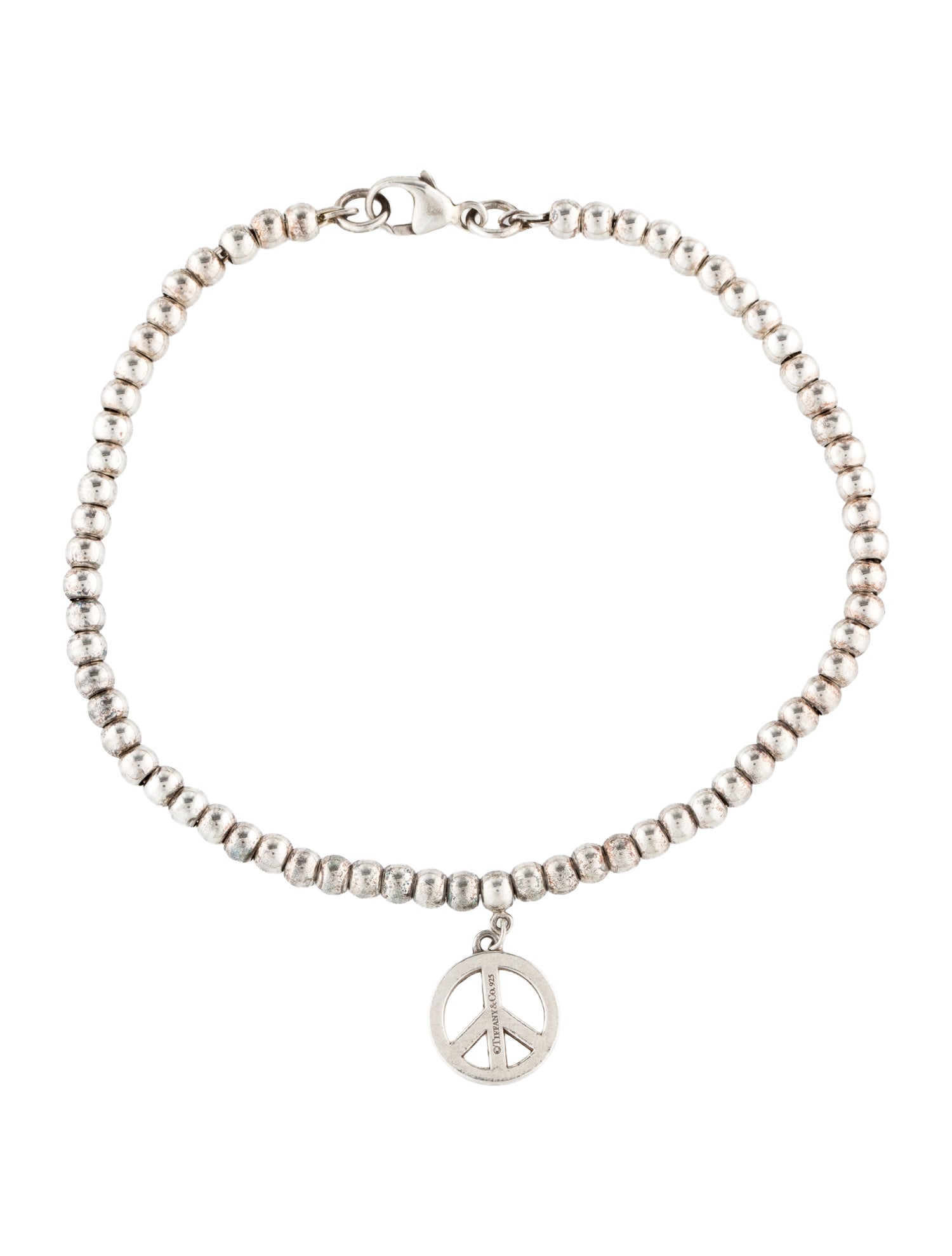 Tiffany & Co. Peace Sign Charm Bead Bracelet