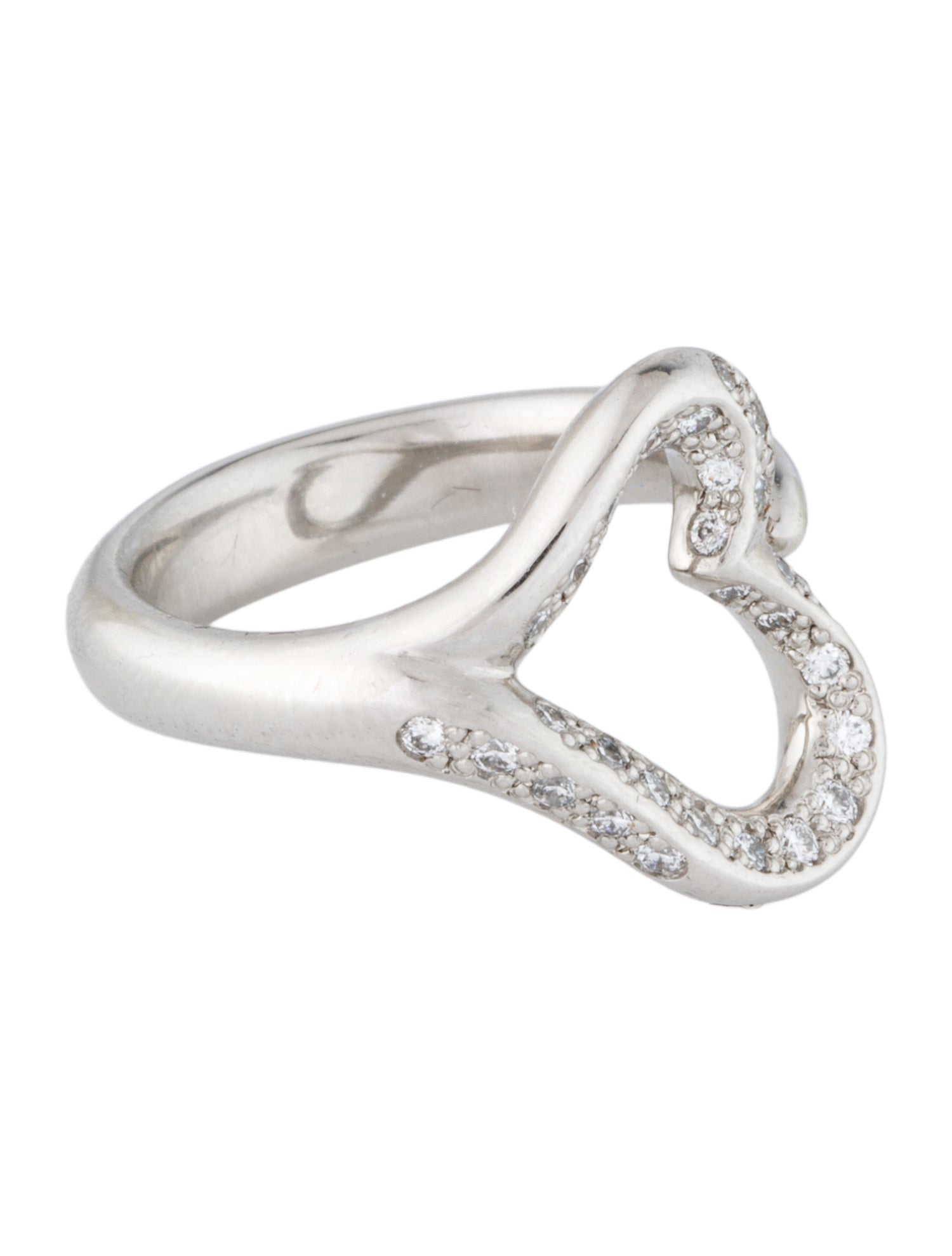 Tiffany & Co. Platinum Diamond Open Heart Ring