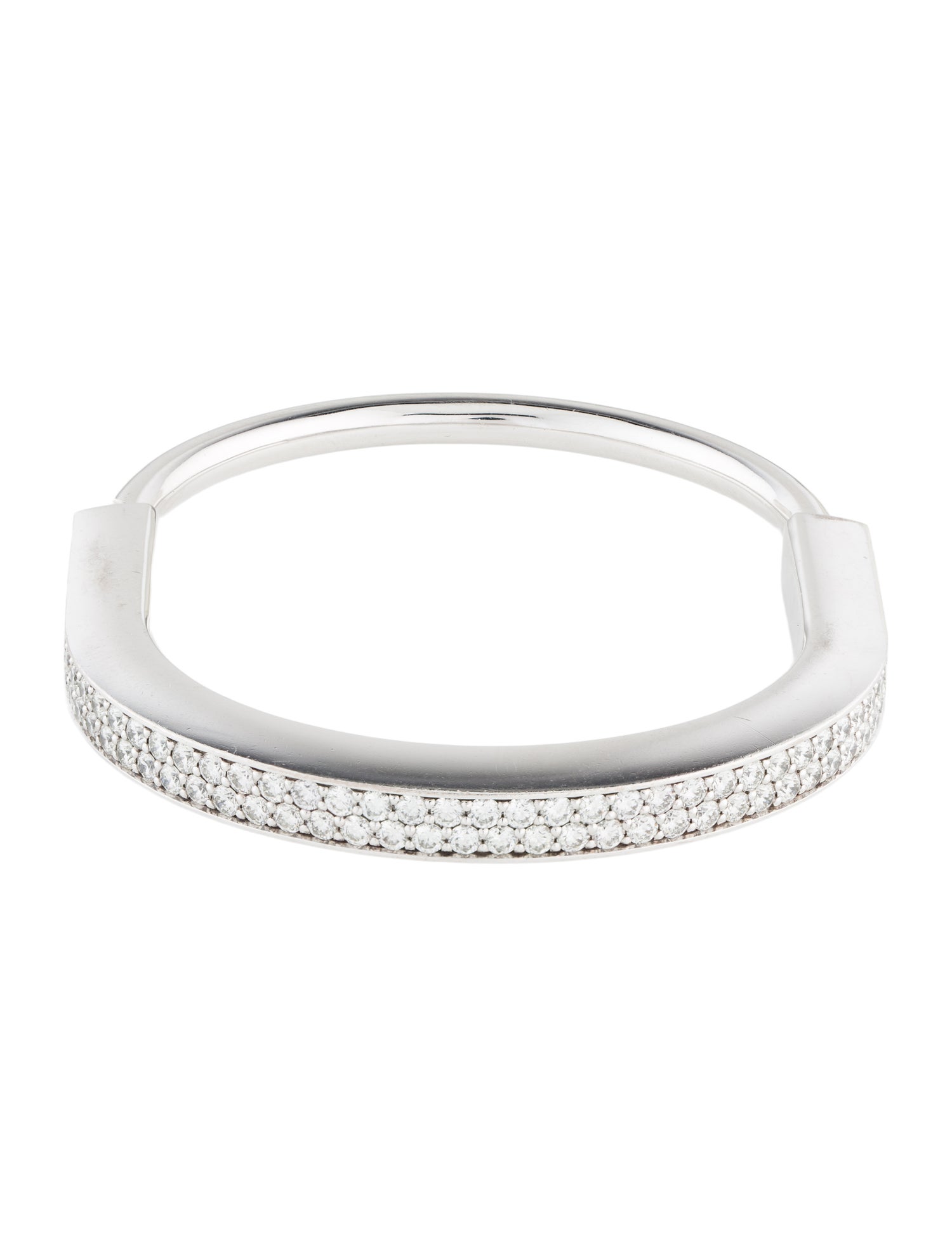 Tiffany & Co. 18K 4.99ctw Diamond Lock Bangle Bracelet
