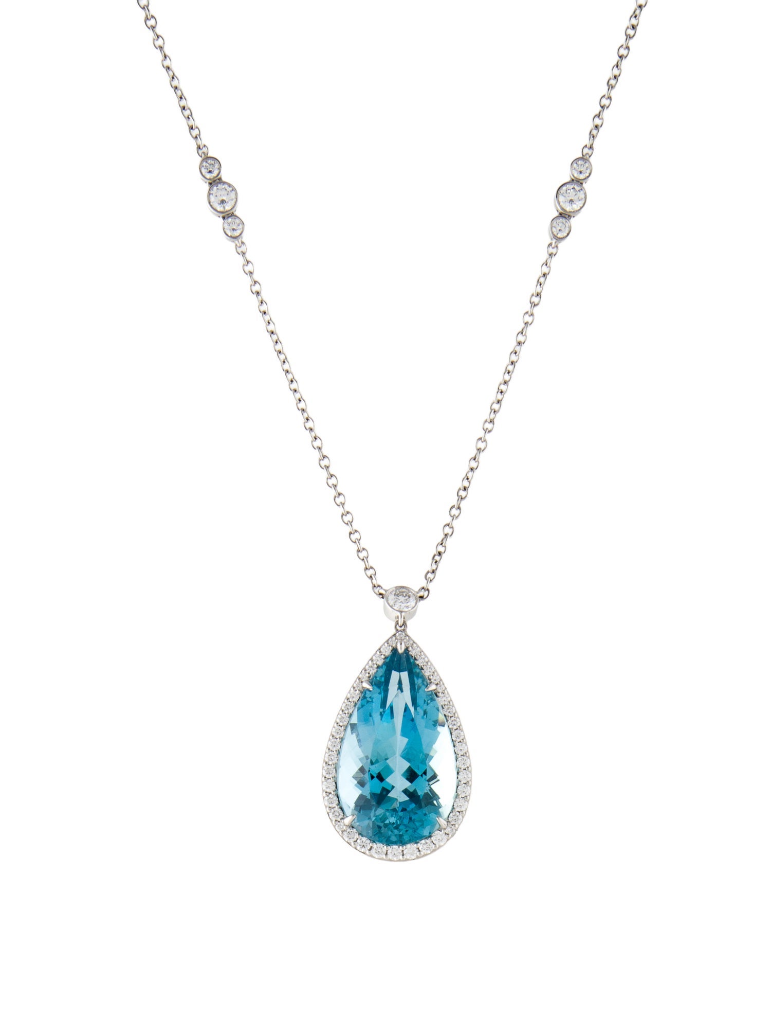 Tiffany & Co. Platinum 17.16ct Aquamarine & Diamond Pendant Necklace