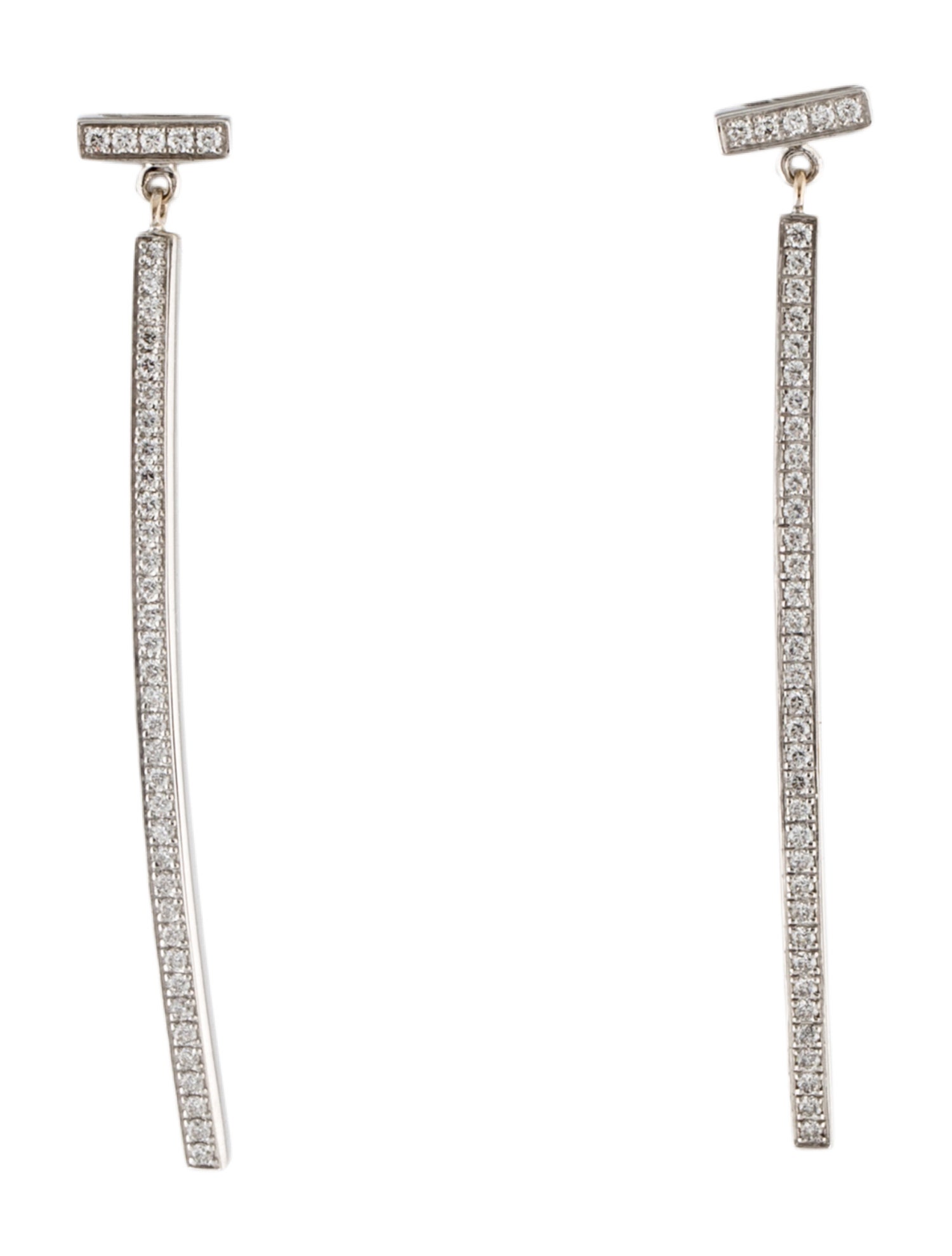 Tiffany & Co. 18K Diamond Tiffany T Bar Drop Earrings