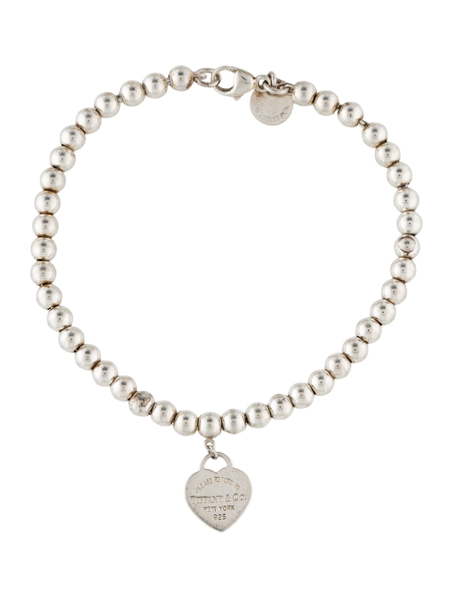 Tiffany & Co. Enamel Heart Tag Bead Bracelet
