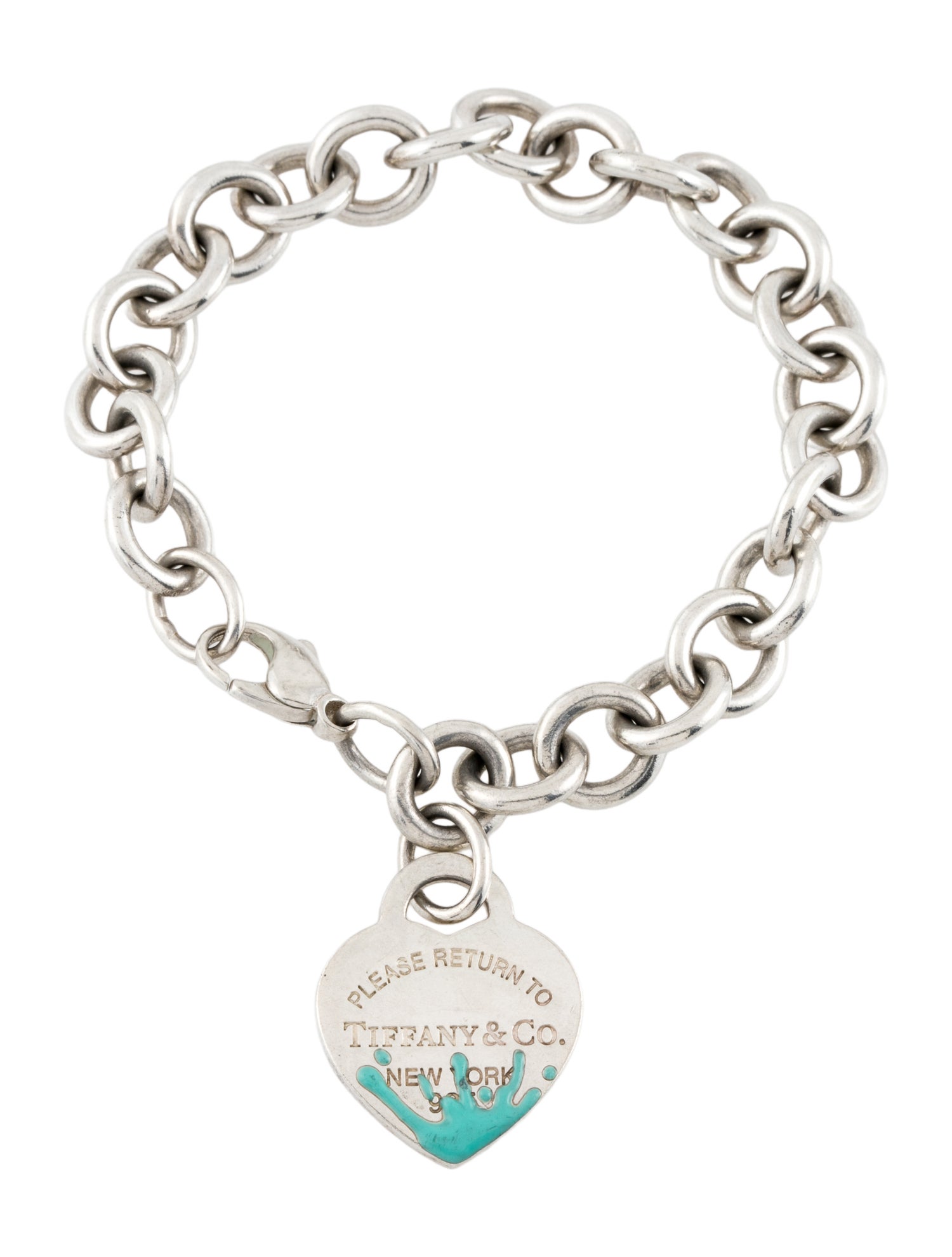 Tiffany & Co. Enamel Color Splash Heart Tag Charm Bracelet