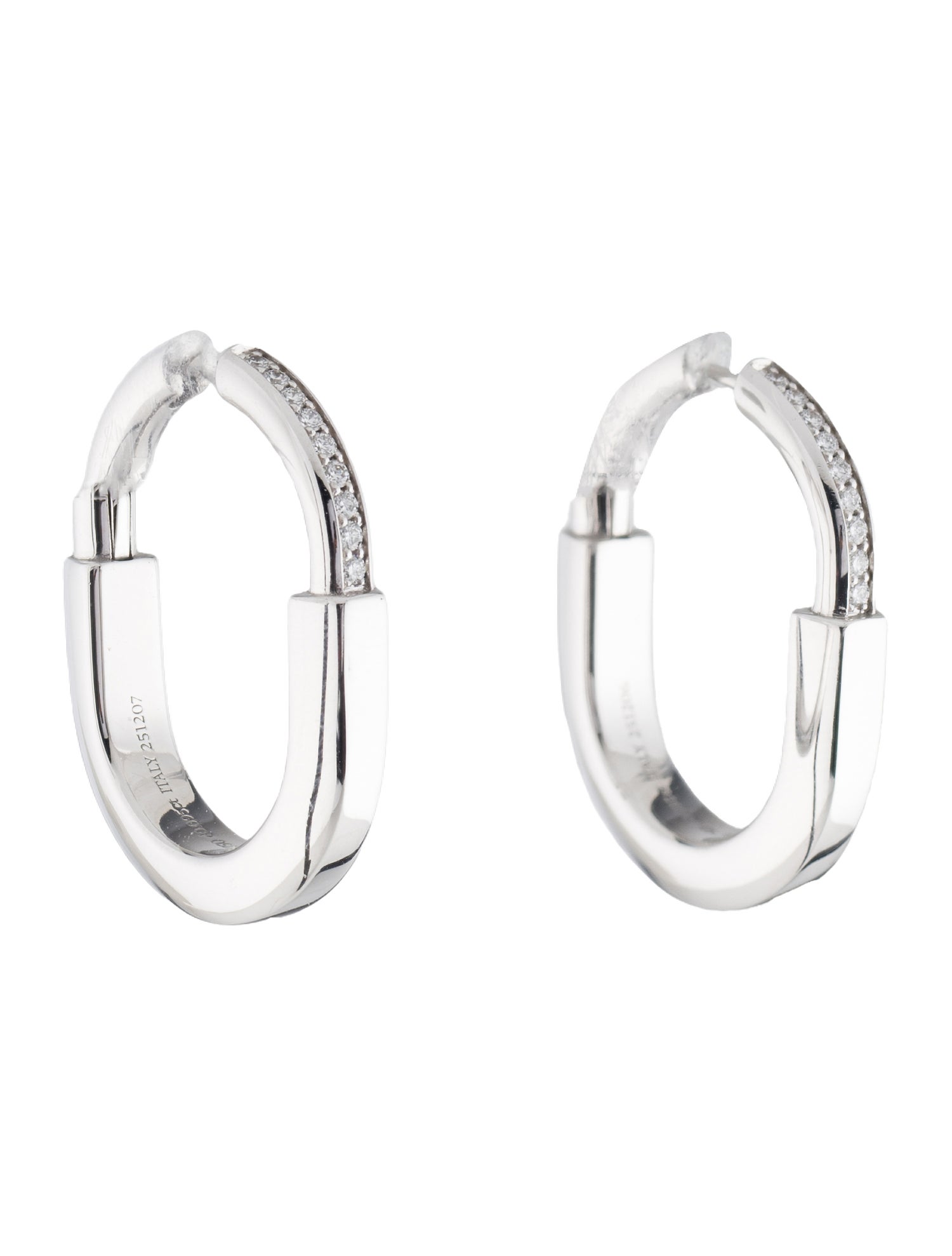 Tiffany & Co. 18K Diamond Medium Lock Earrings