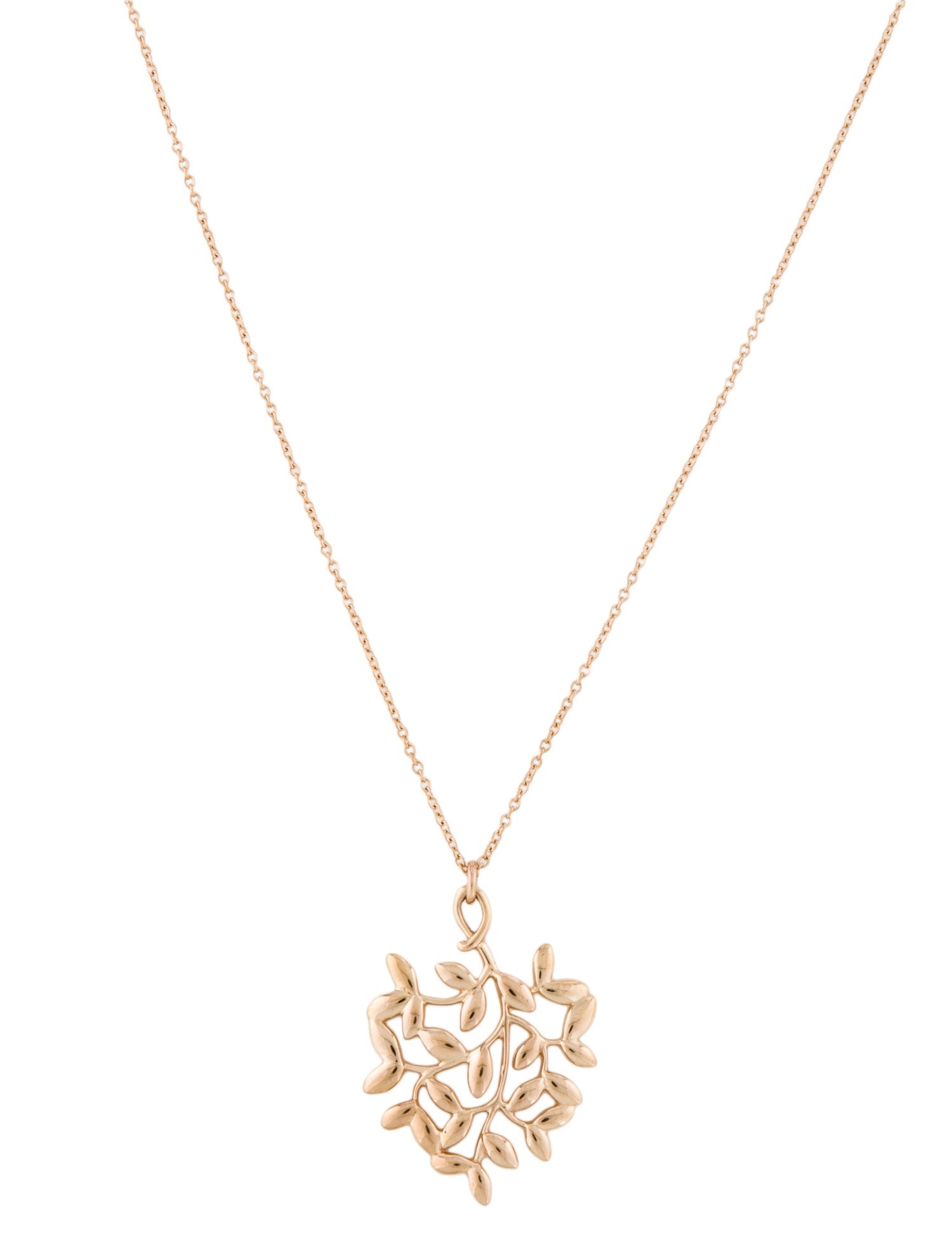 Tiffany & Co. 18K Olive Leaf Pendant Necklace