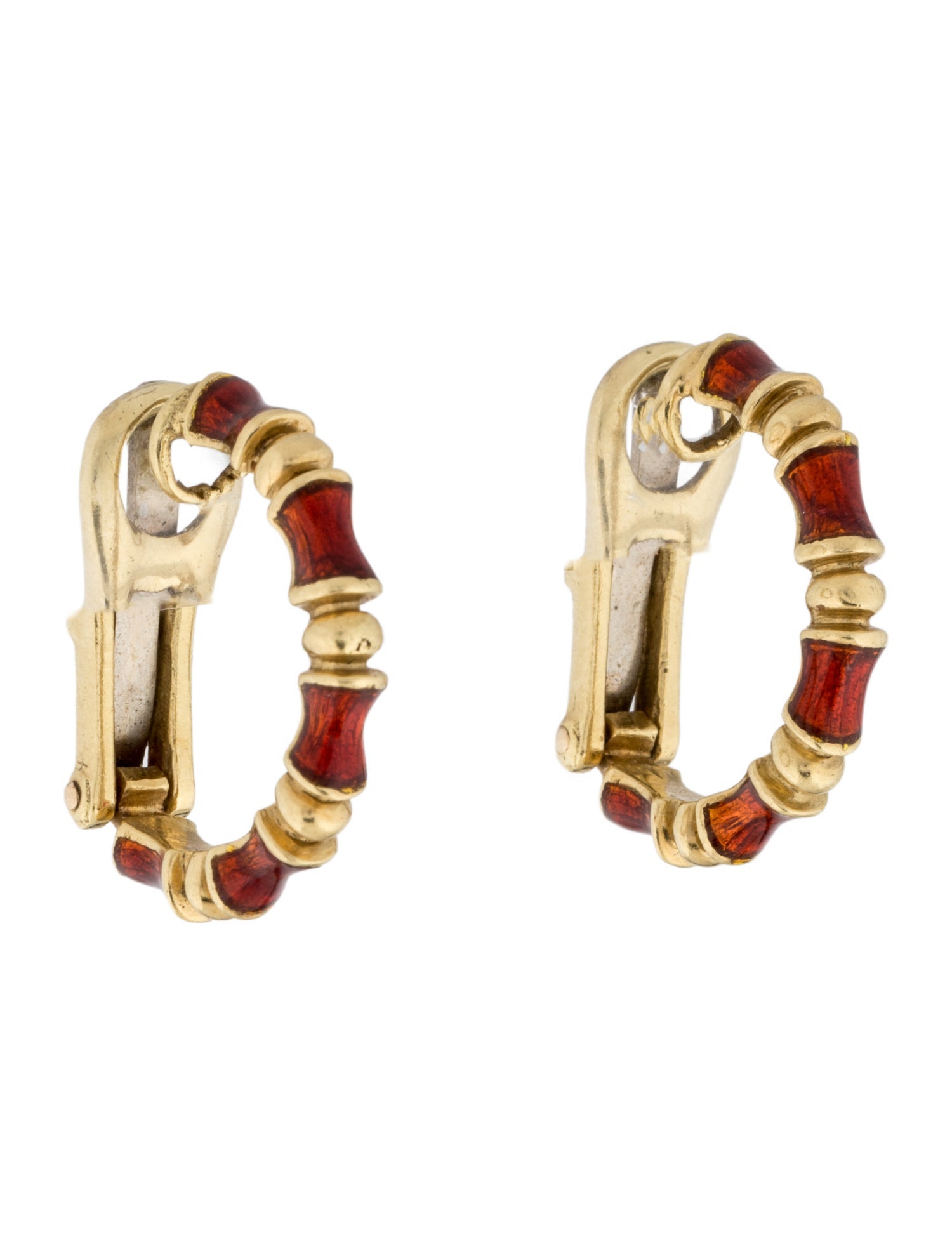 Tiffany & Co. 18K Enamel Bamboo Clip-On Earrings