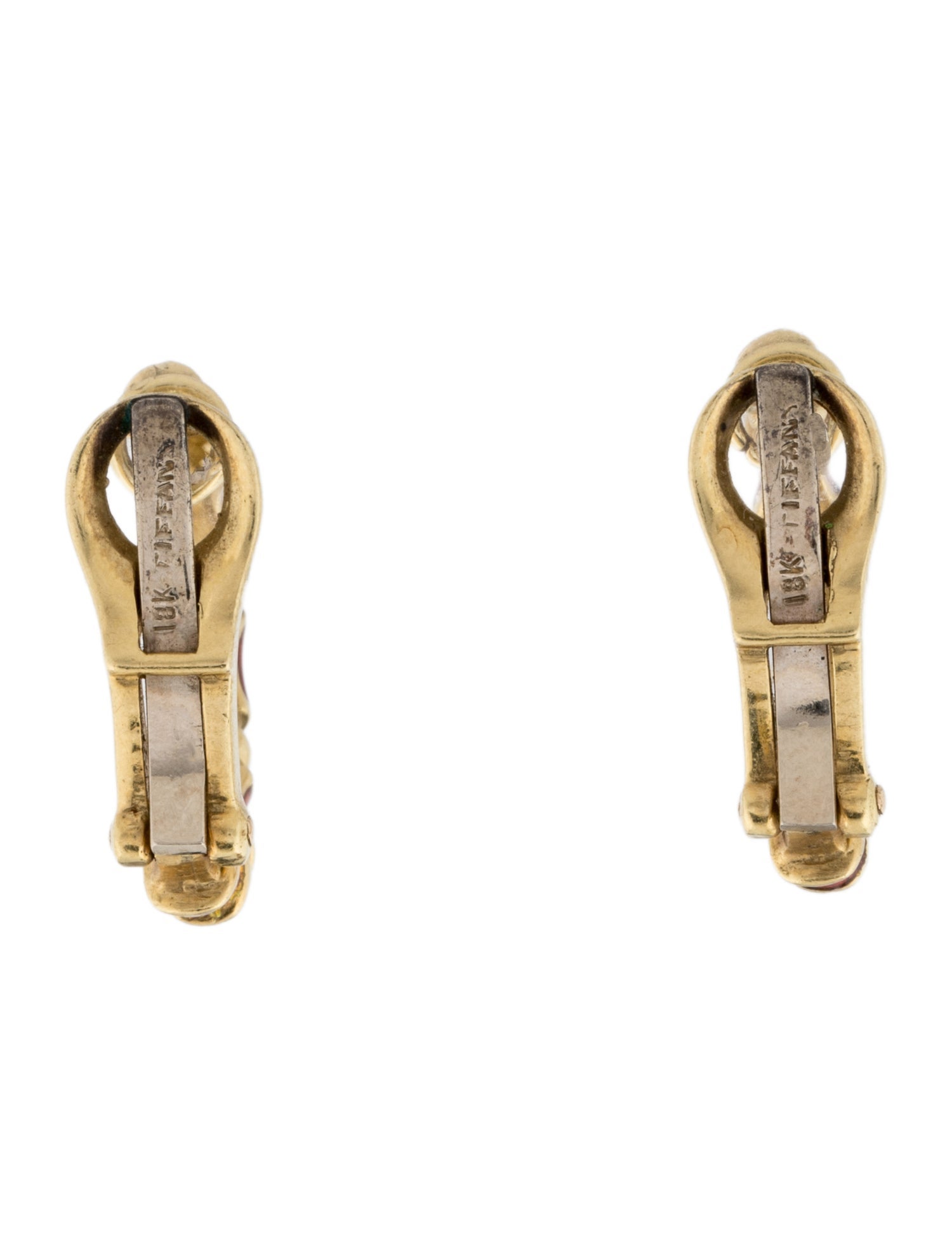 Tiffany & Co. 18K Enamel Bamboo Clip-On Earrings