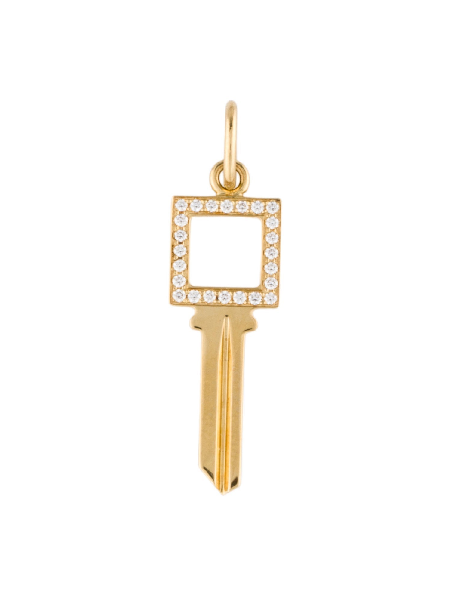 Tiffany & Co. 18K Diamond Square Key Pendant