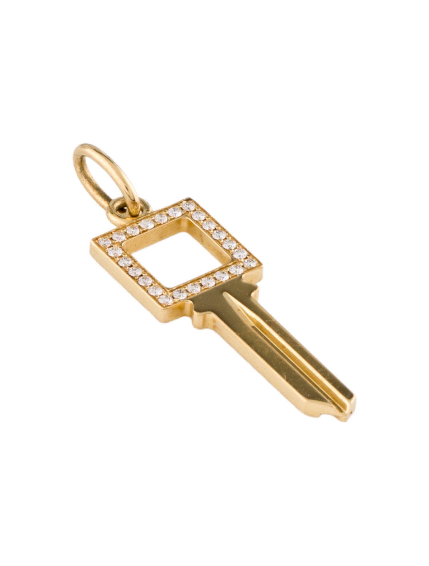 Tiffany & Co. 18K Diamond Square Key Pendant