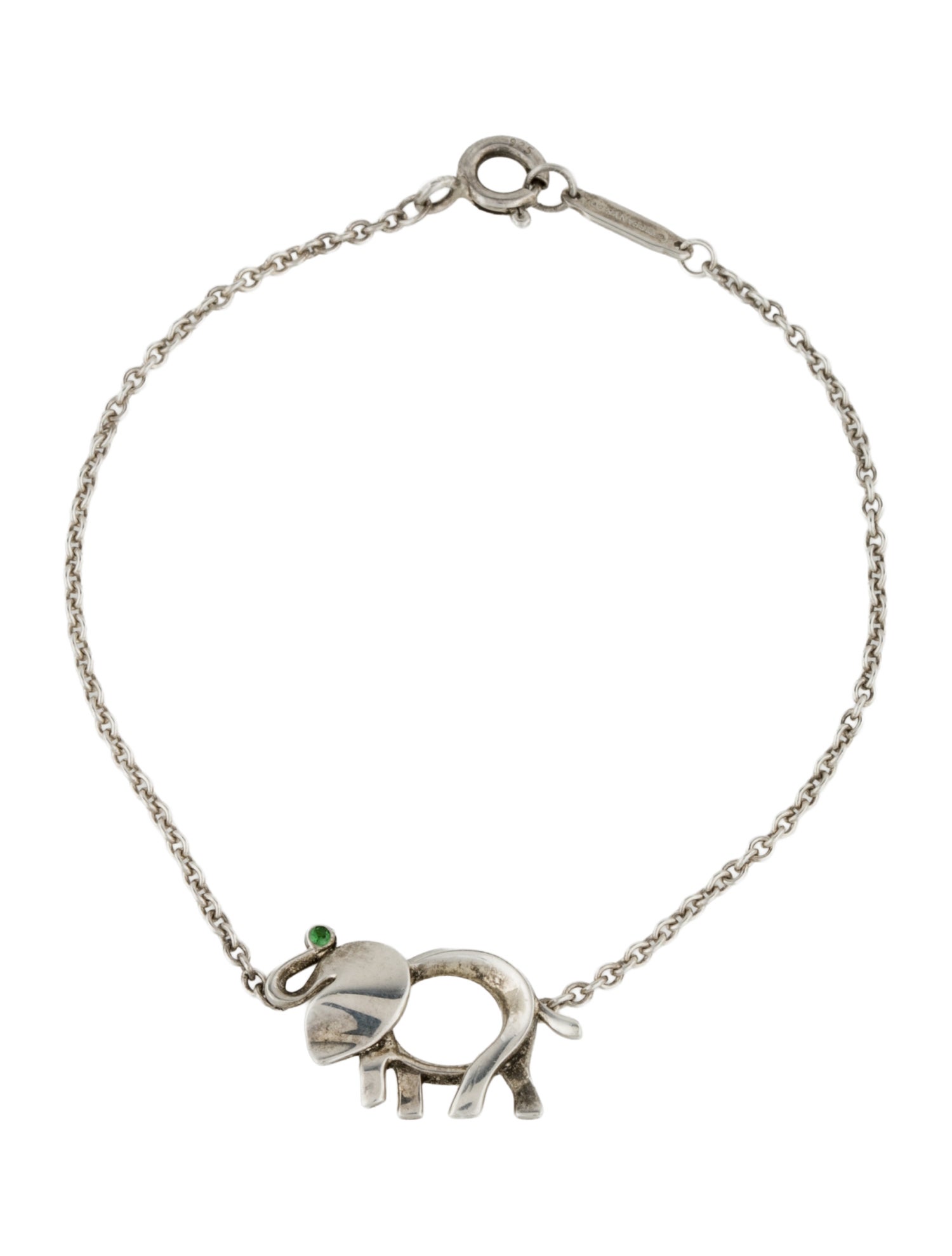 Tiffany & Co. Tsavorite Garnet Save The Wild Elephant Charm Bracelet