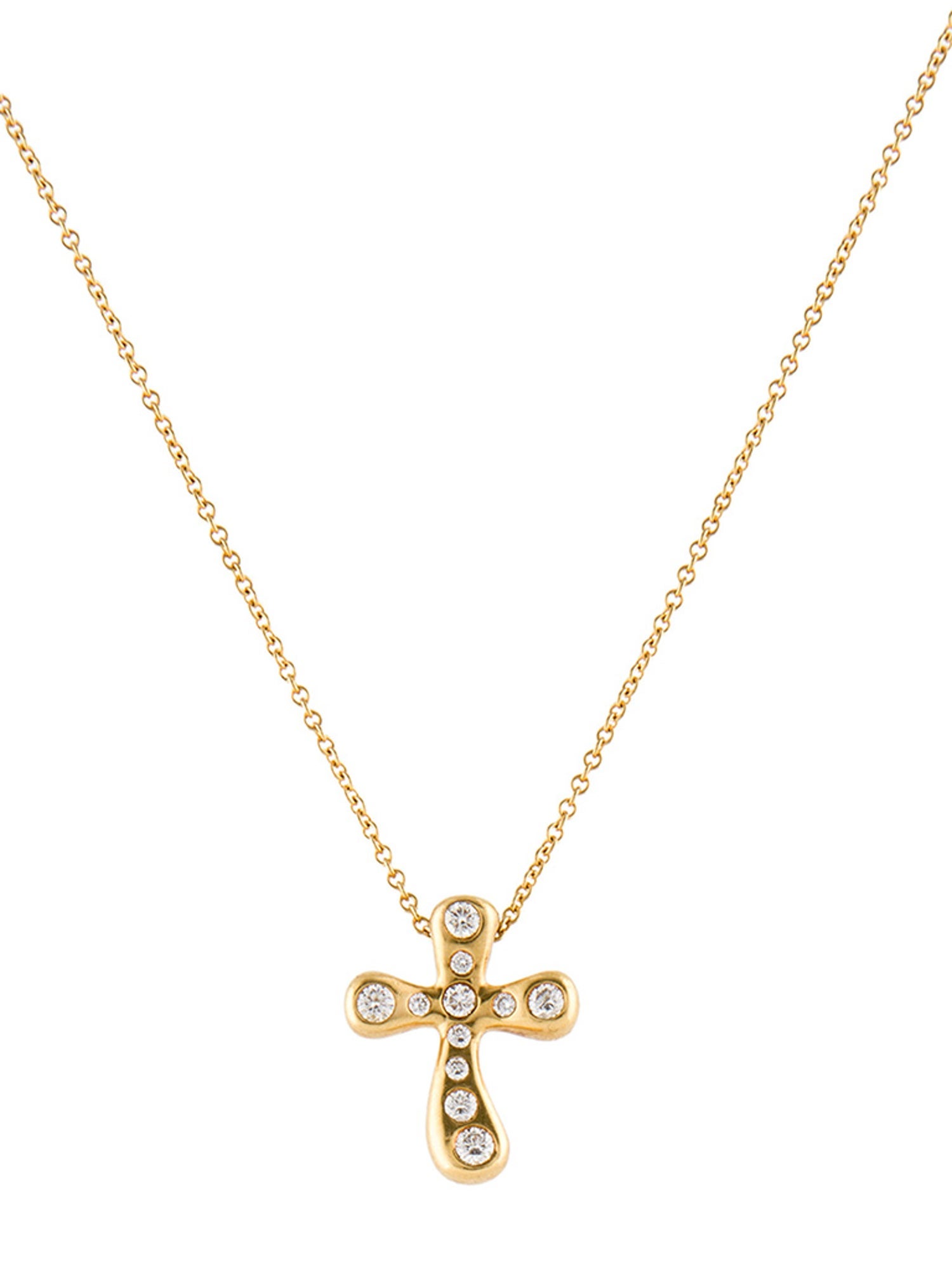 Tiffany & Co. 18K Diamond Cross Pendant Necklace