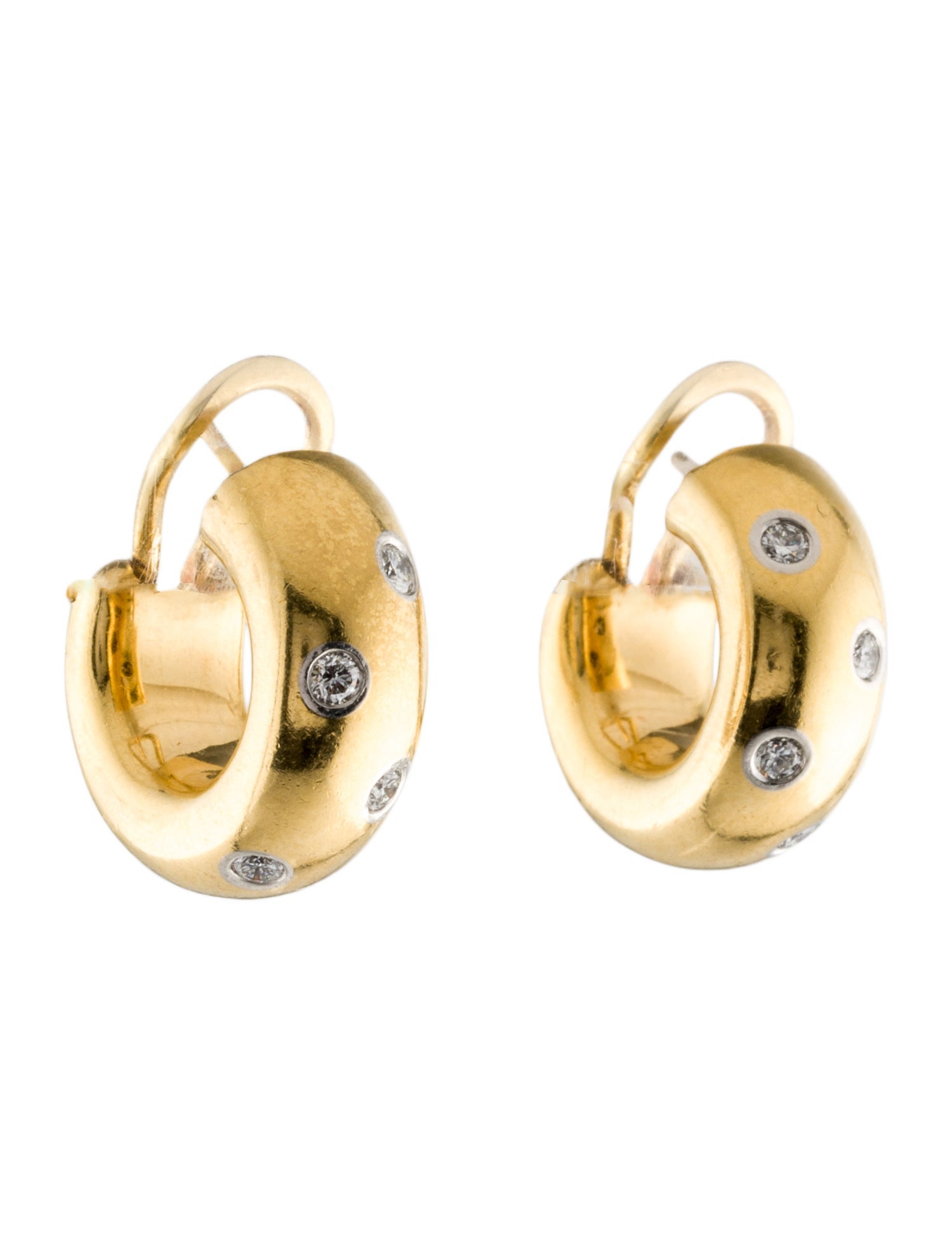 Tiffany & Co. Vintage 18K Diamond Etoile Huggie Earrings