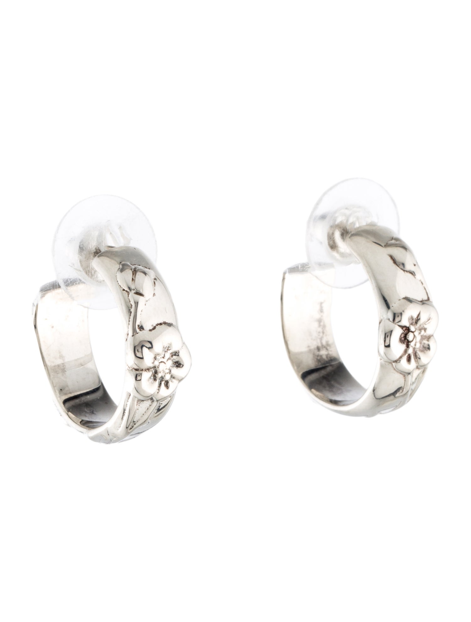 Tiffany & Co. Vintage Nature Rose Flower Hoop Earrings