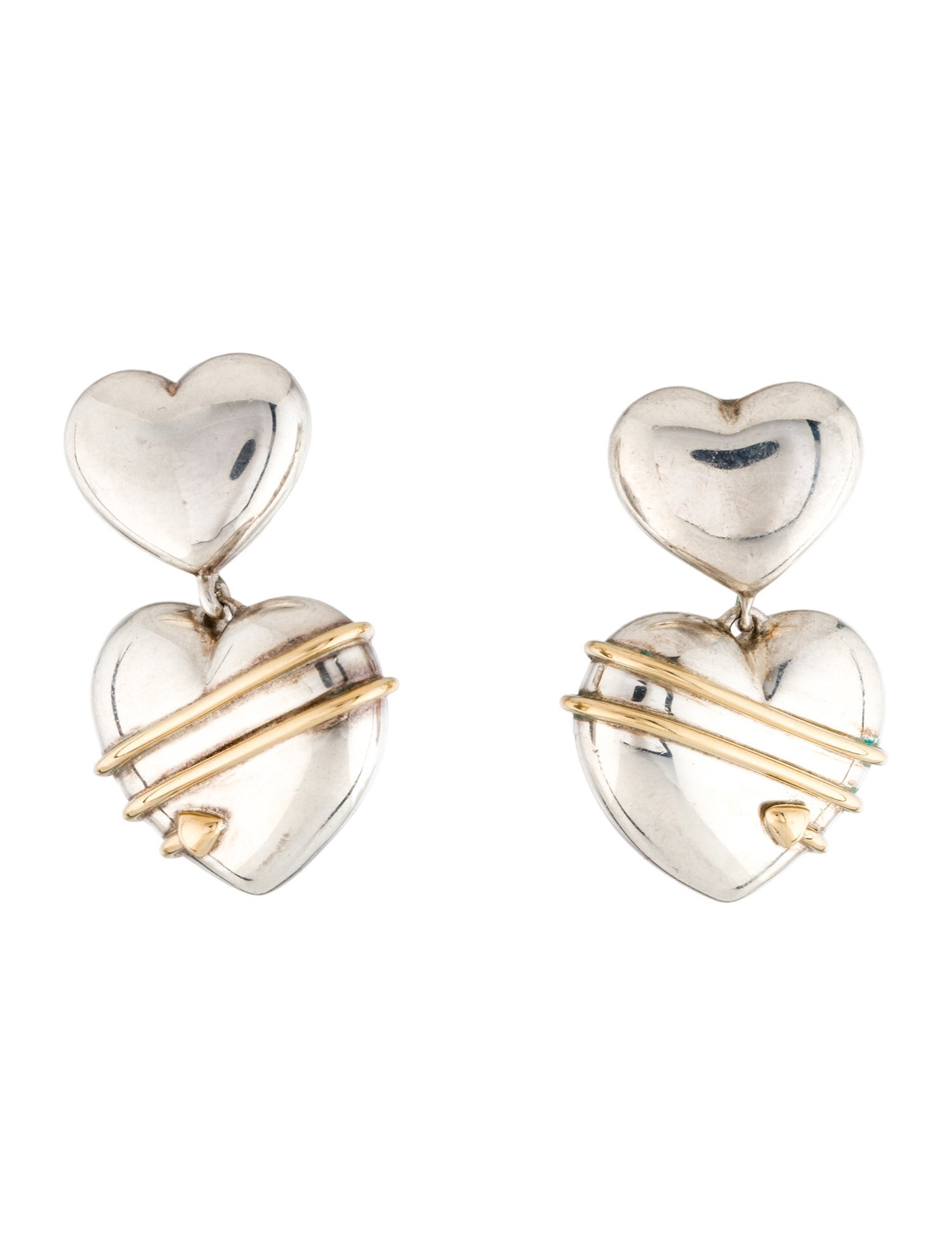 Tiffany & Co. Vinatge Two-Tone Arrow Heart Earclip Earrings