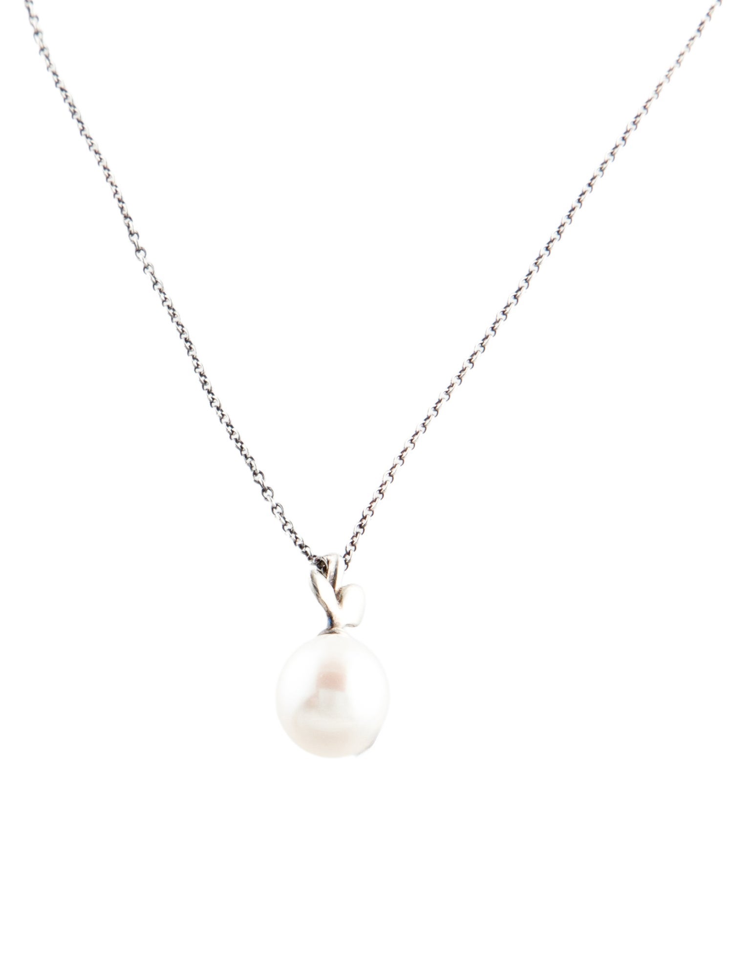 Tiffany & Co. Pearl Olive Leaf Pendant Necklace