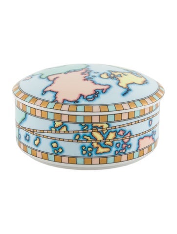 Pre-owned Tiffany & Co World Map Trinket Box In Multi