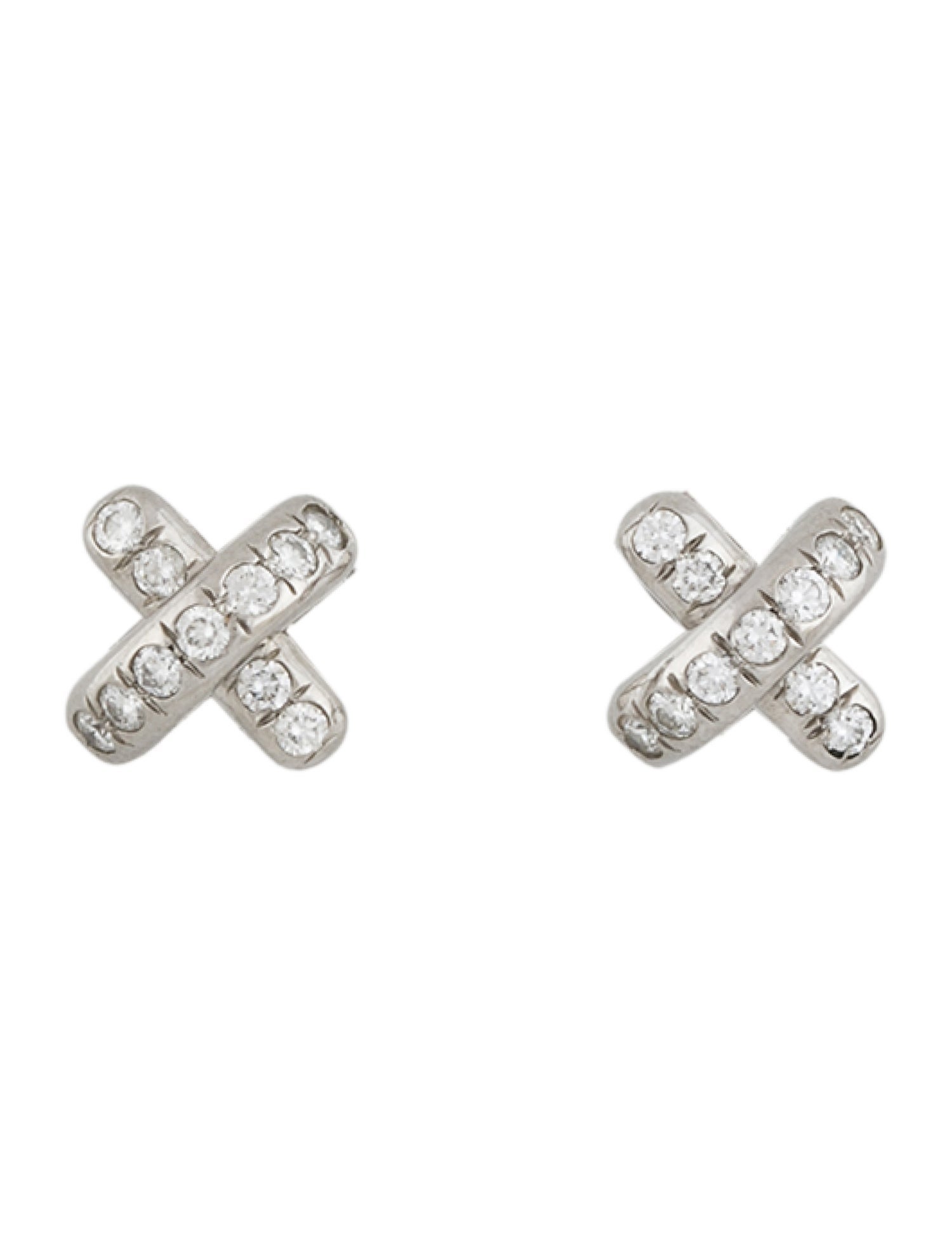 Tiffany & Co. Platinum Diamond X Stud Earrings