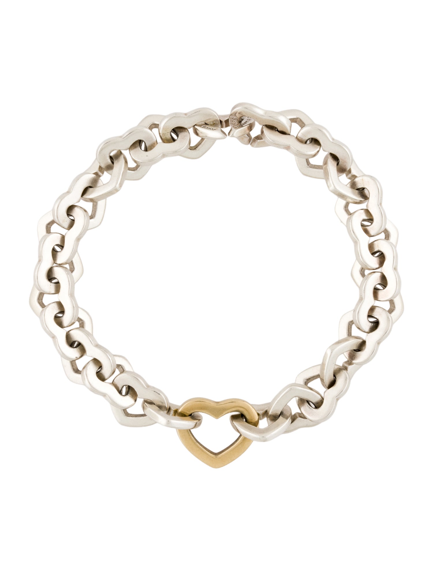 Tiffany & Co. Vintage Two-Tone Heart Link Bracelet