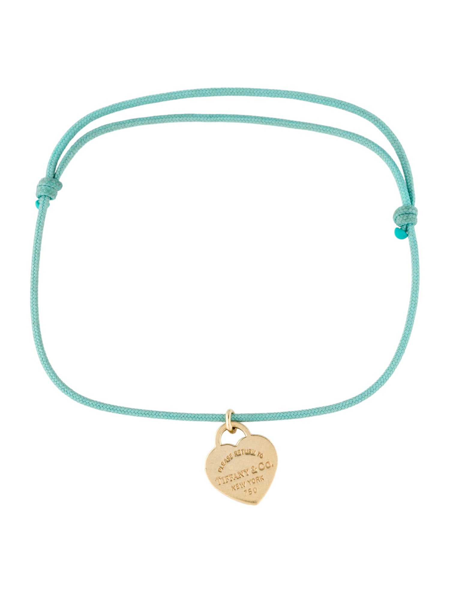 Tiffany & Co. 18K Heart Tag Cord Charm Bracelet