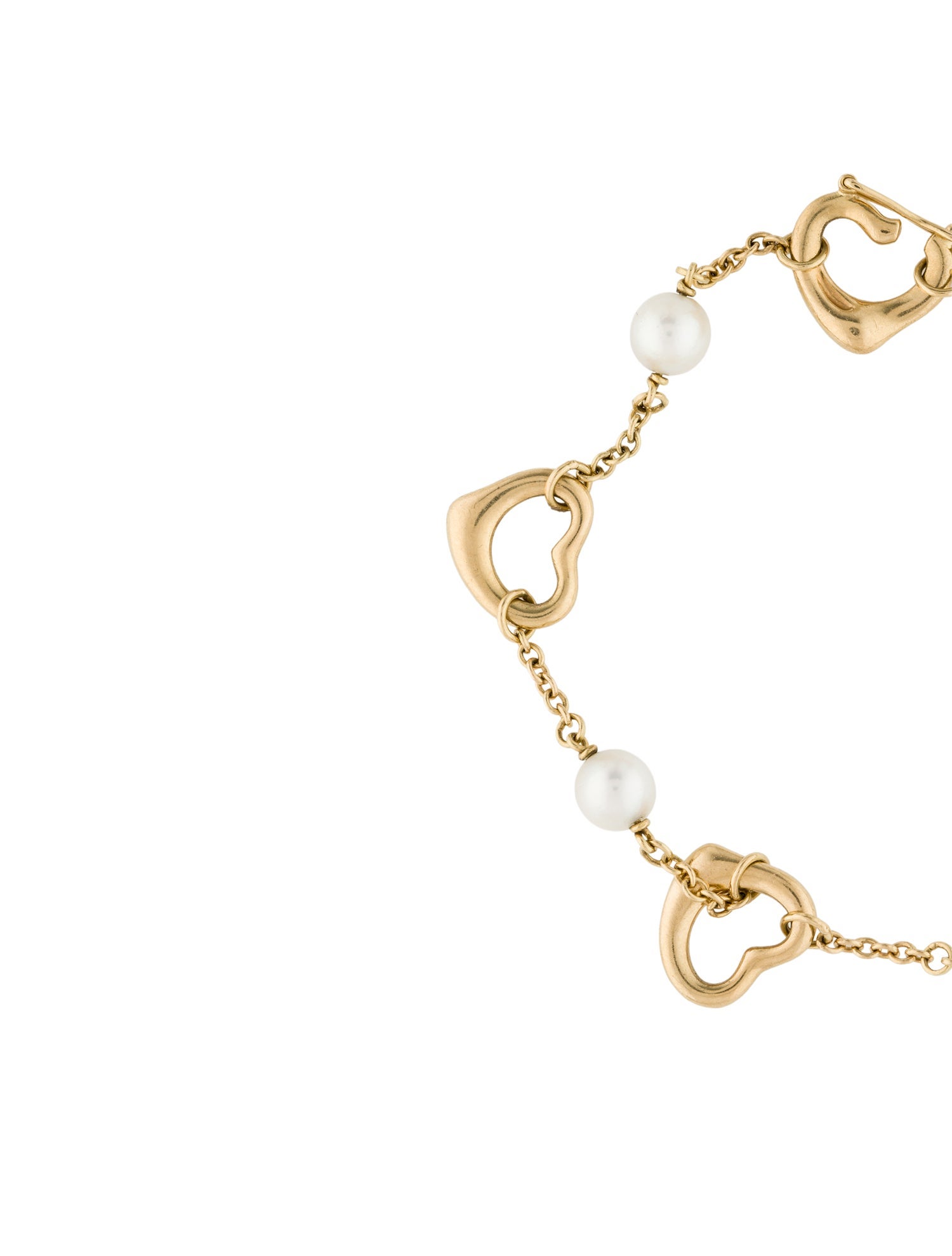Tiffany & Co. Vintage 18K Pearl Open Heart Station Bracelet