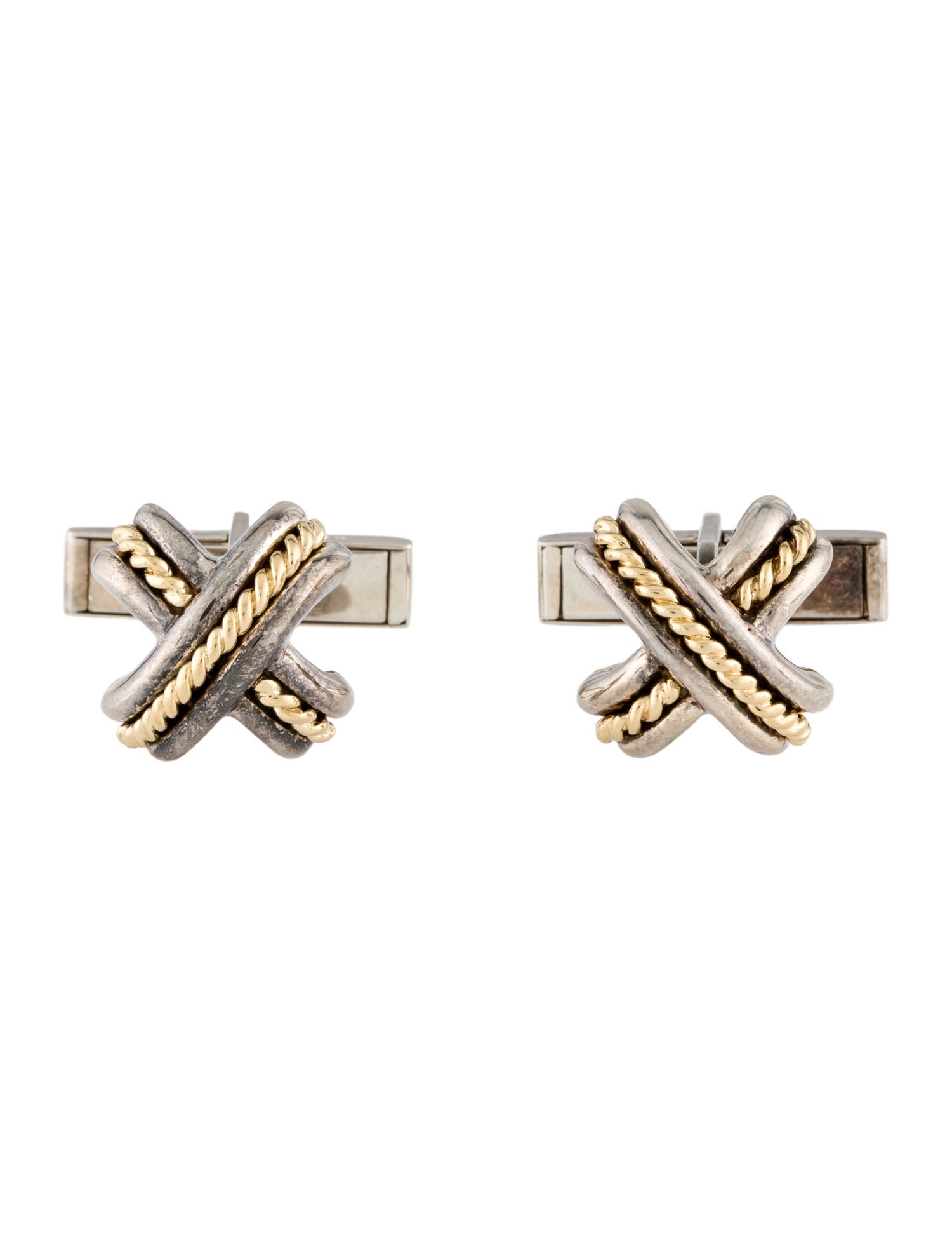 Tiffany & Co. Vintage Two-Tone X Cufflinks & Shirt Studs Set