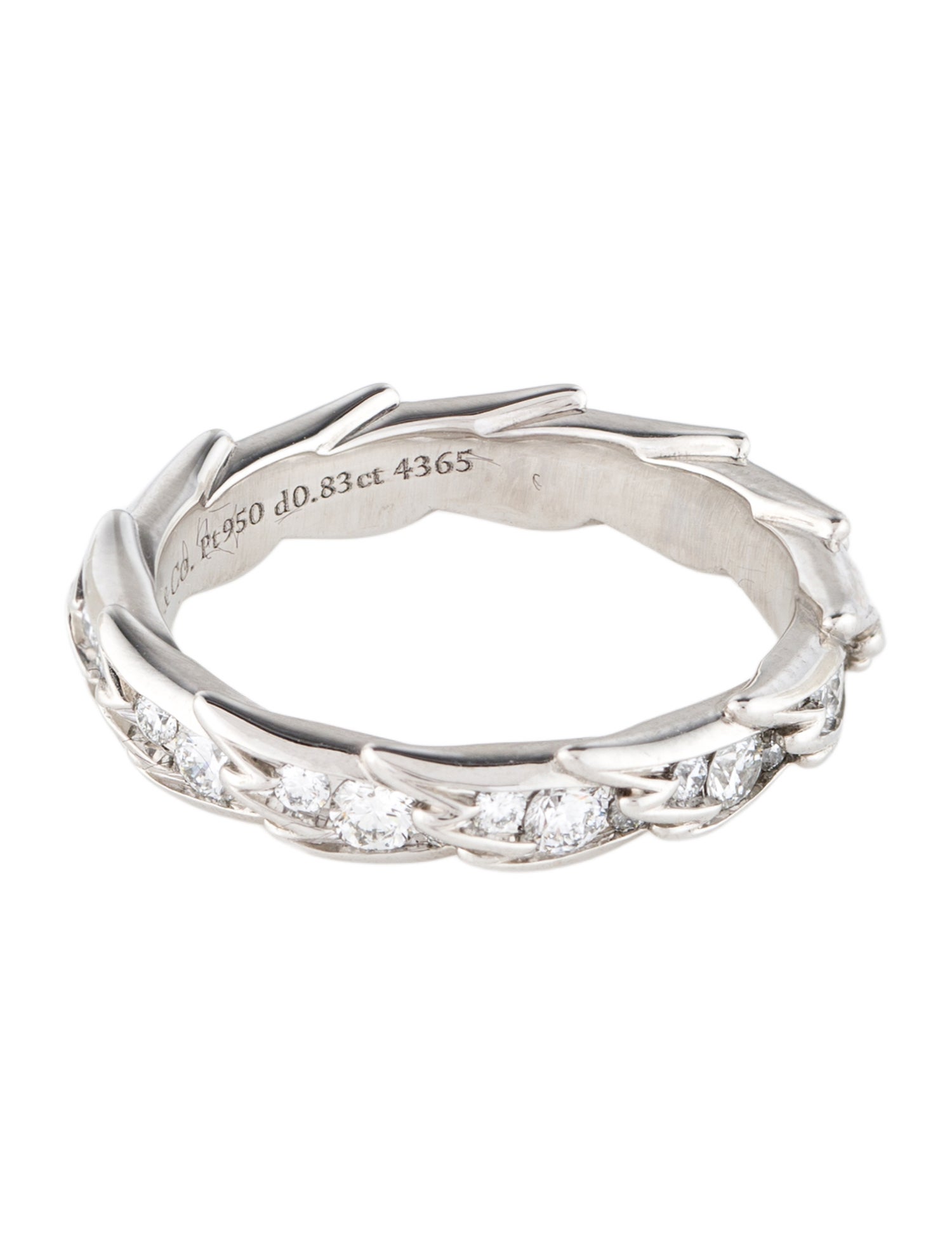 Tiffany & Co. Platinum Diamond Bird on a Rock Wings Narrow Eternity Band
