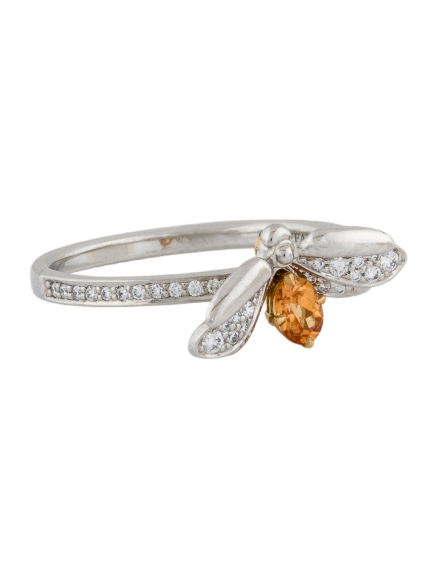 Tiffany & Co. Tiffany & Co. Platinum Spessartine Garnet & Diamond Paper Flowers Firefly Cocktail Ring