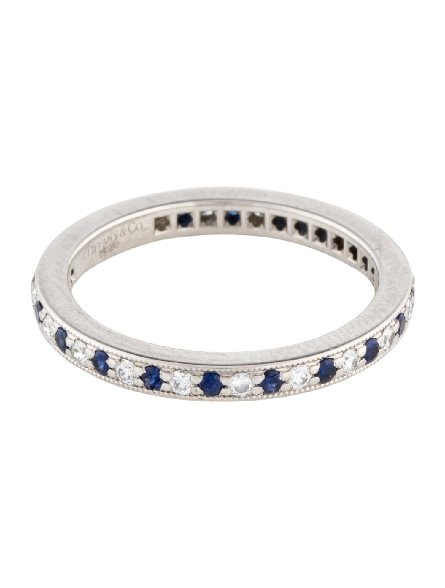 Tiffany & Co. Platinum Diamond & Sapphire Eternity Band