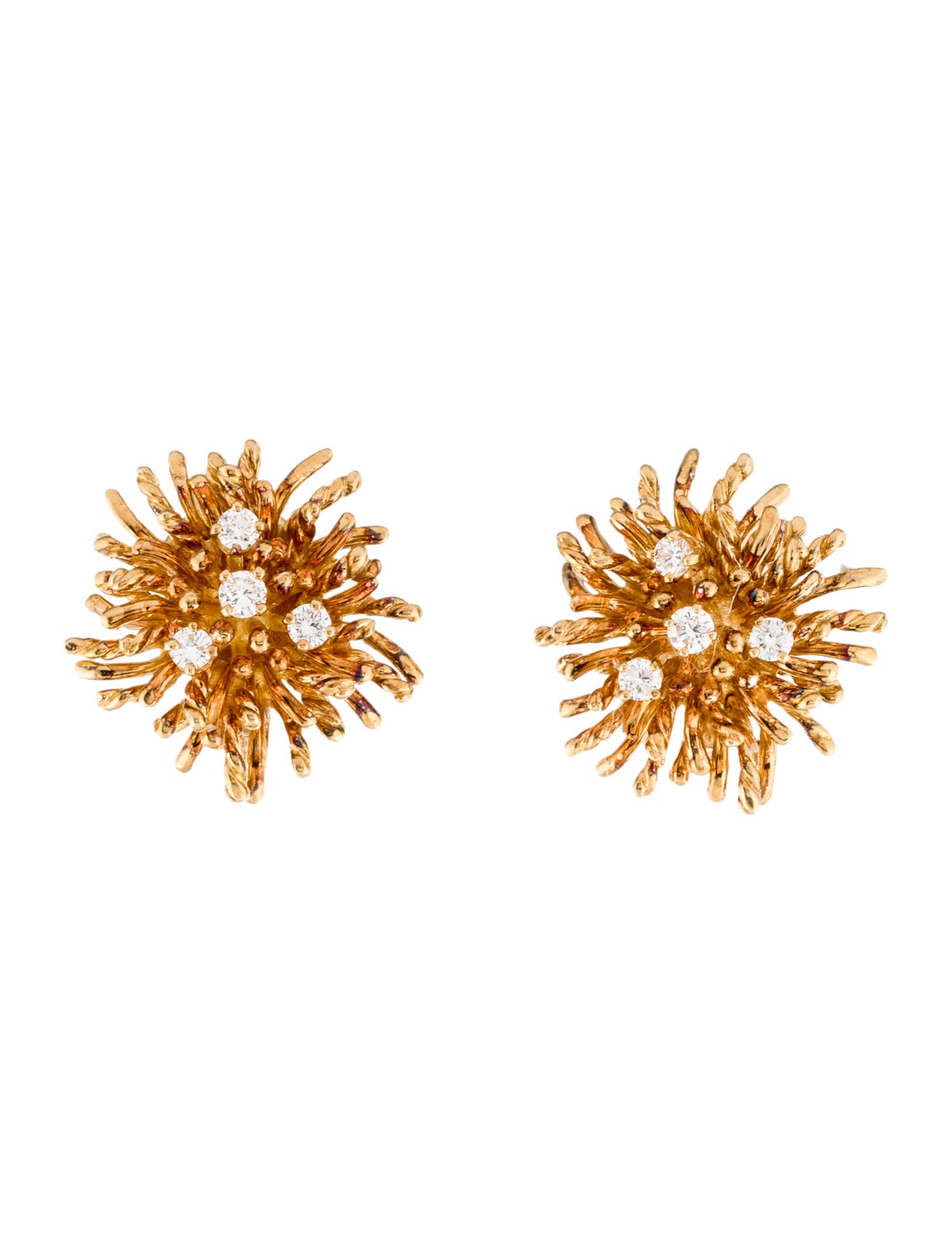 Tiffany & Co. Vintage 18K Diamond Sea Anemone Earclip Earrings