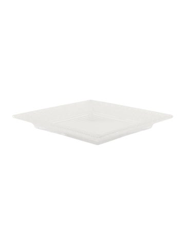 Pre-owned Tiffany & Co Basket Weave Bordered Crystal Trinket Plate In Transparent