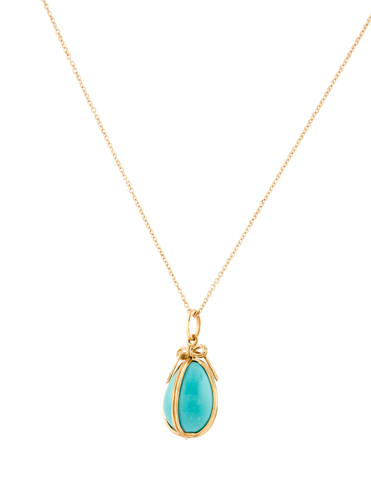 Tiffany & Co. 18K Turquoise Egg Pendant Necklace