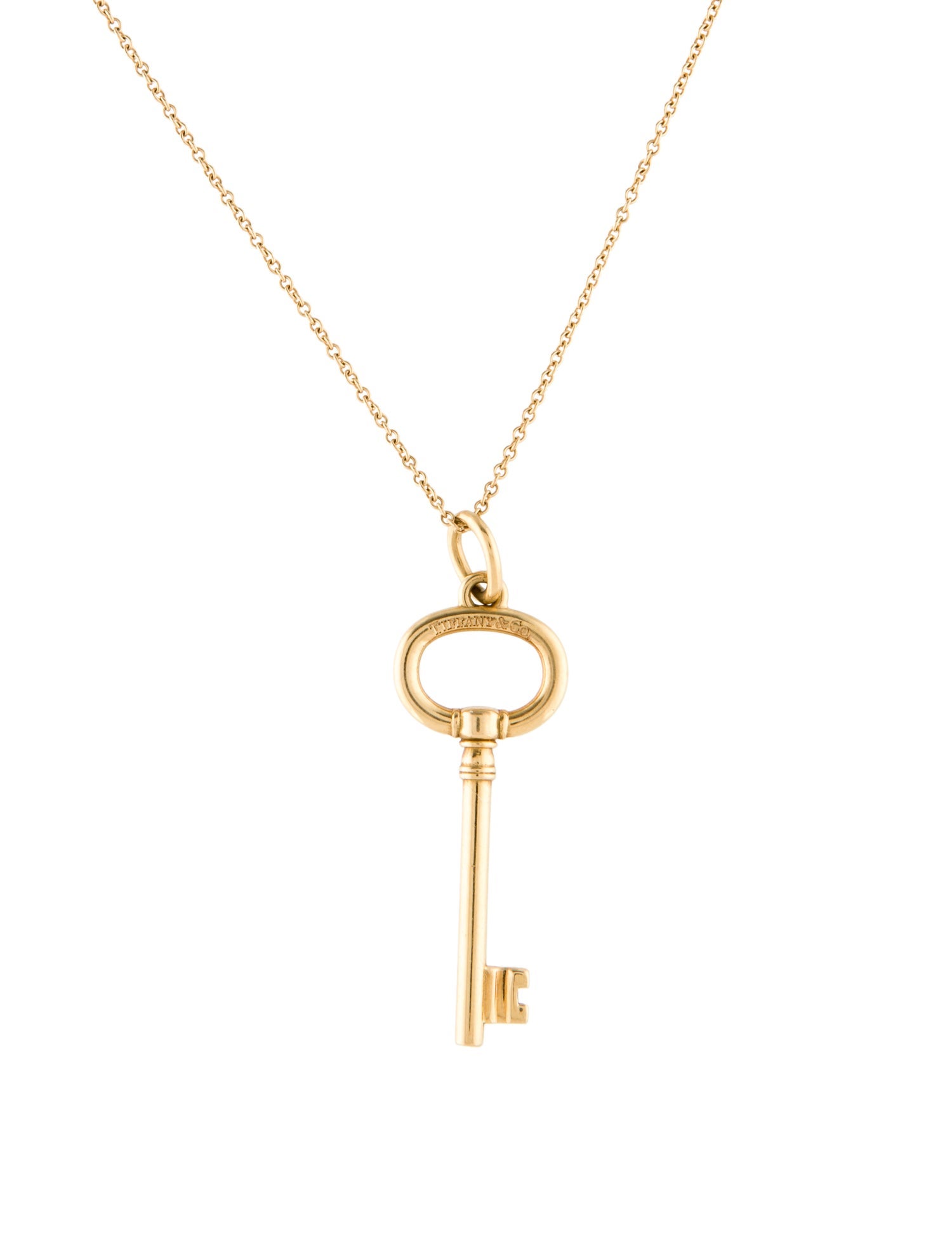 Tiffany & Co. 18K Oval Key Pendant Necklace
