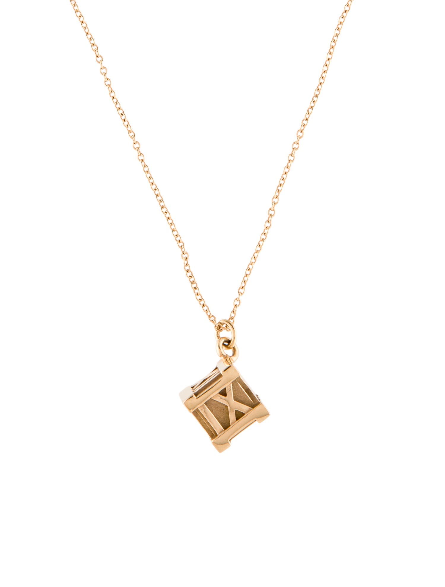 Tiffany & Co. 18K Atlas Cube Pendant Necklace