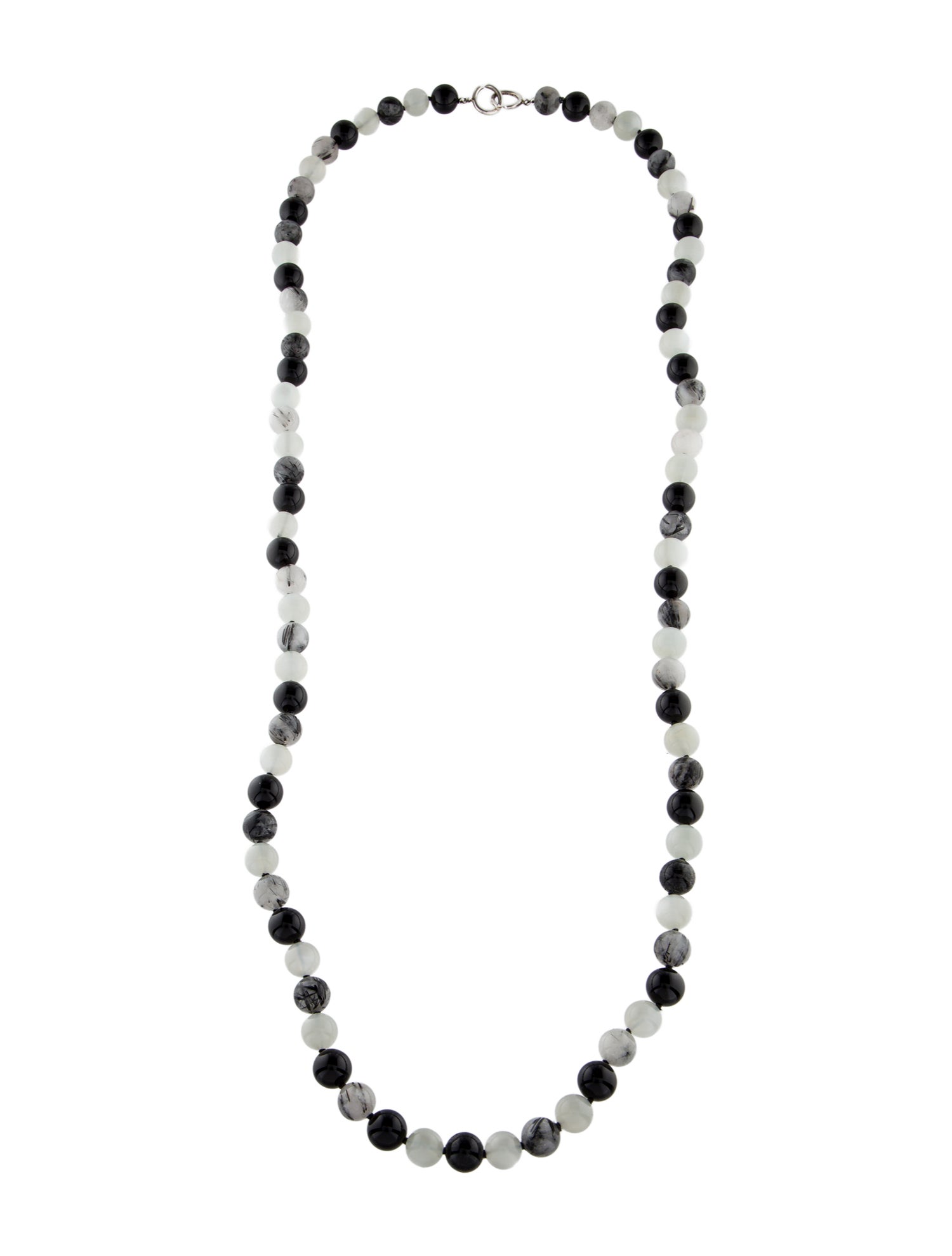 Tiffany & Co. Onyx, Moonstone & Tourmalinated Quartz Bead Necklace
