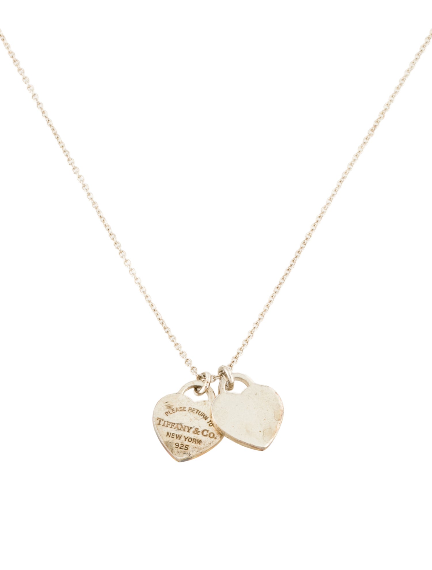 Tiffany & Co. Double Heart Tag Pendant Necklace