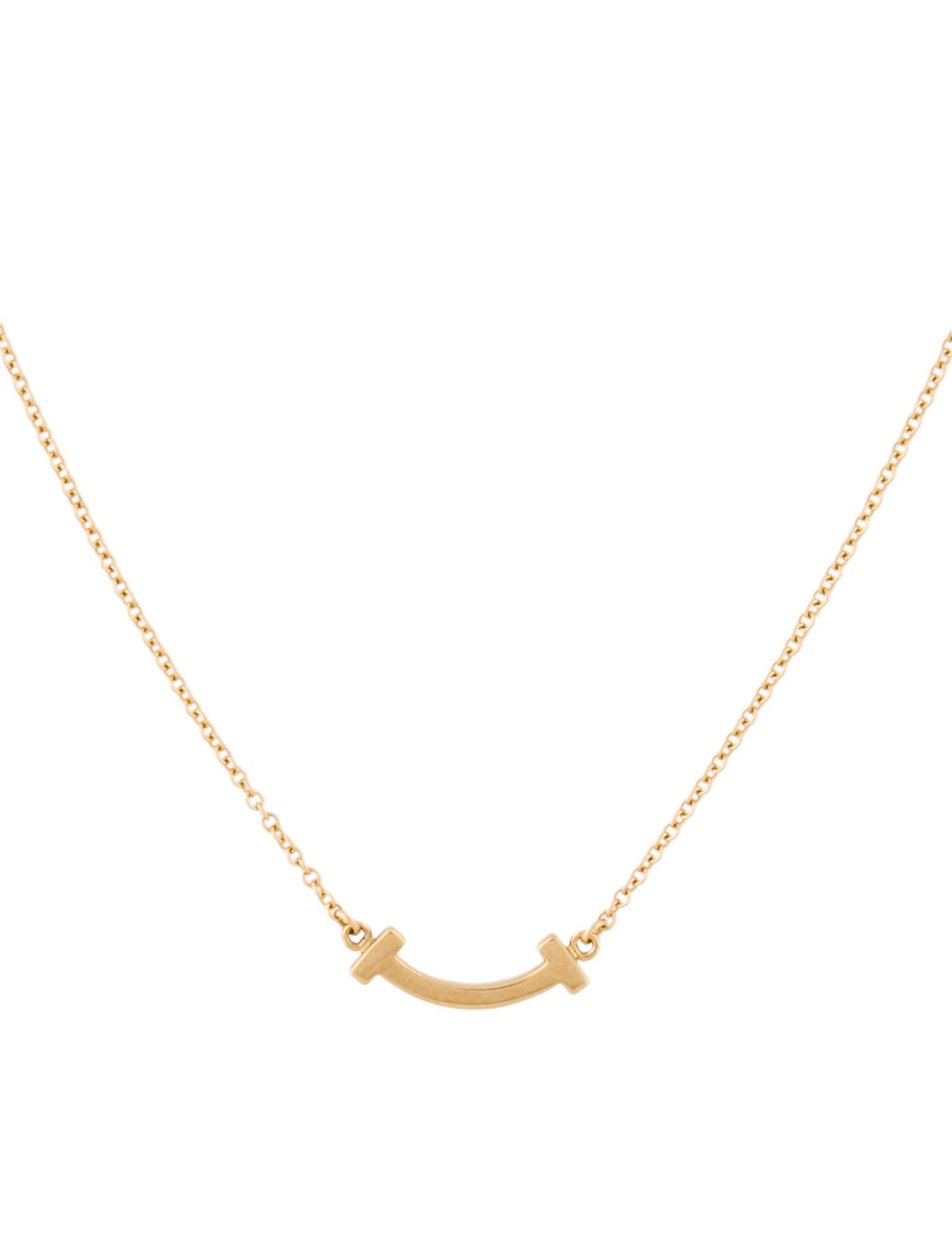 Tiffany & Co. 18k T Smile Mini Pendant Necklace