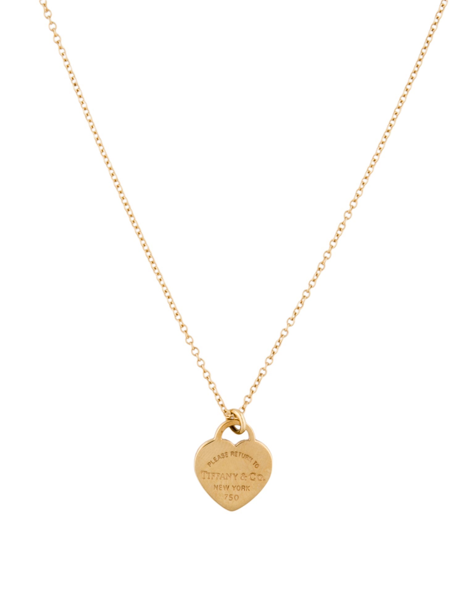 Tiffany & Co. 18k Mini Heart Tag Pendant Necklace