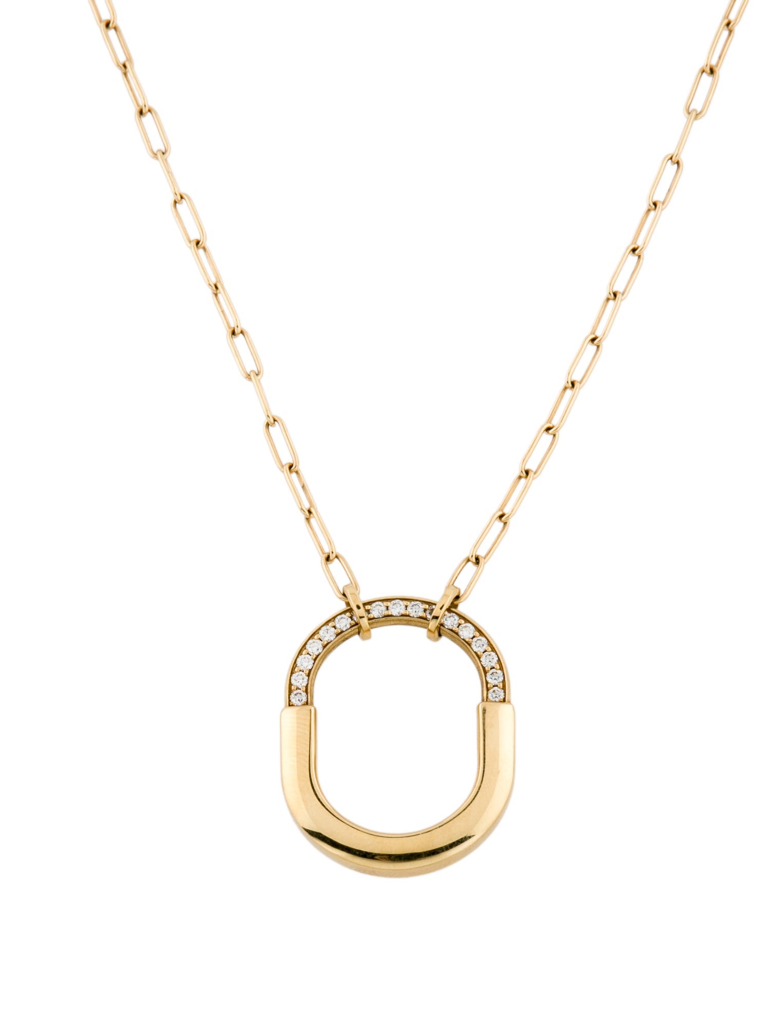 Tiffany & Co. 18K Diamond Medium Tiffany Lock Pendant Necklace