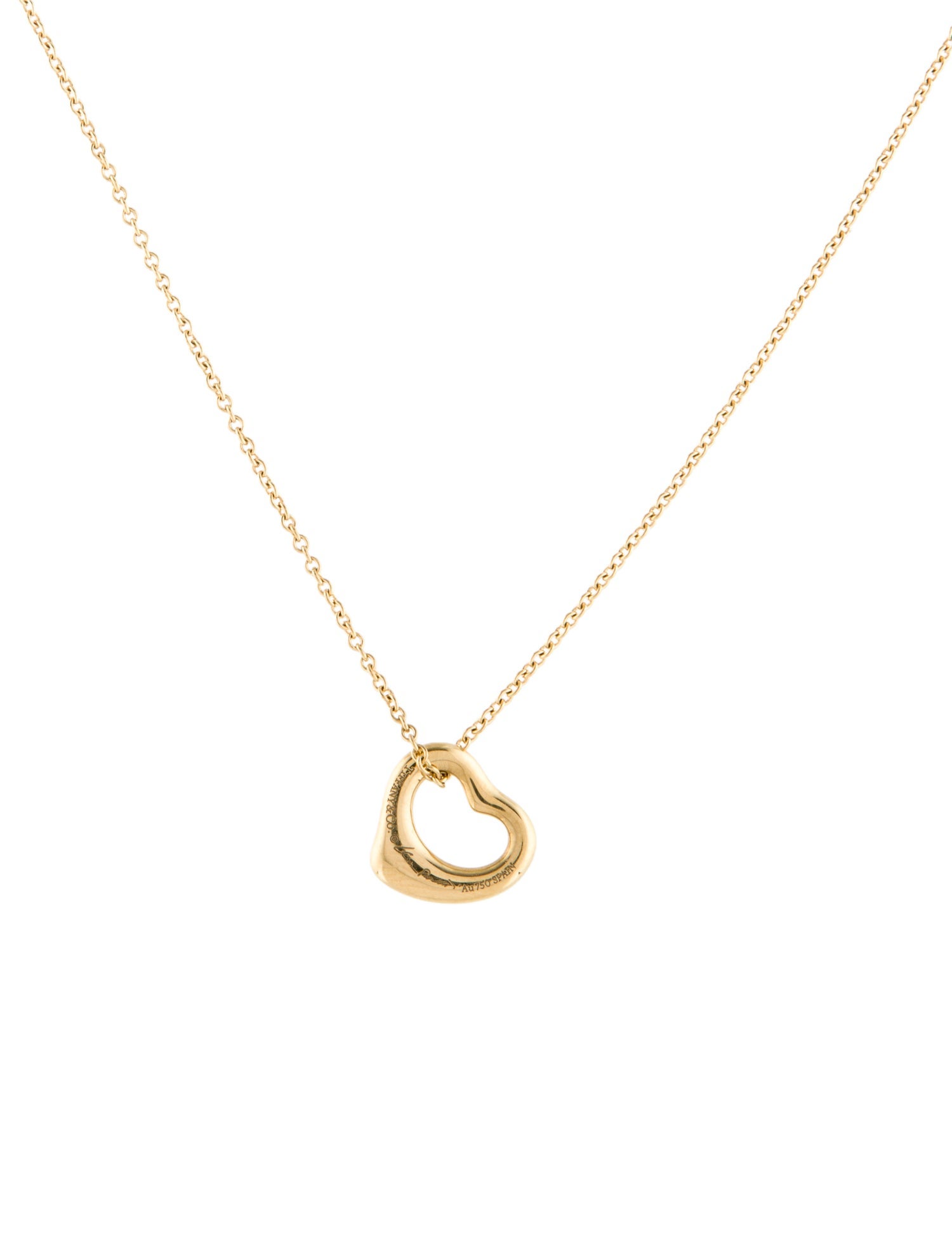 Tiffany & Co. 18K Diamond Open Heart Pendant Necklace