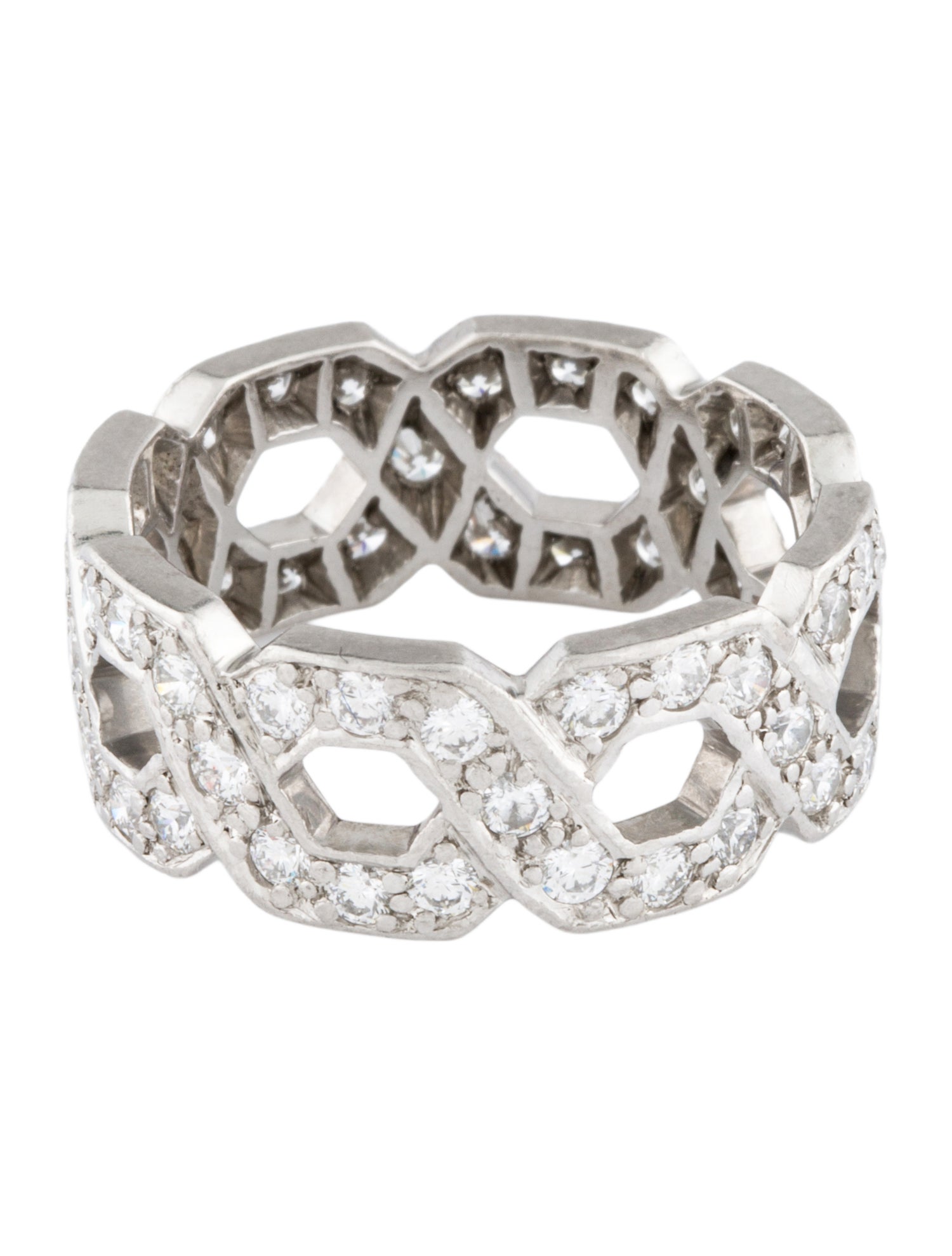 Tiffany & Co. Vintage Platinum Diamond Eternal Wide Link Band Ring