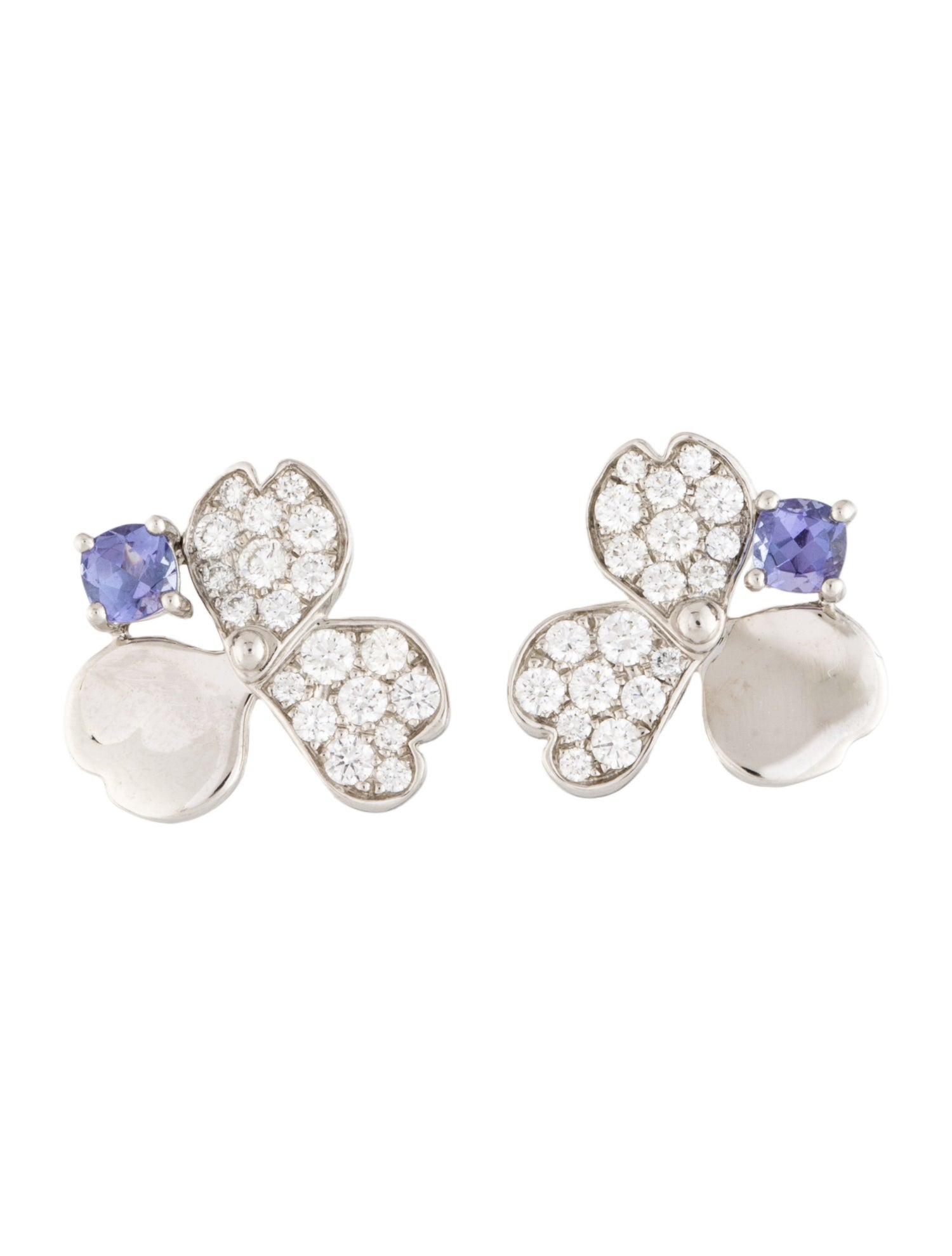 Tiffany & Co. Platinum Diamond & Tanzanite Paper Flowers Stud Earrings