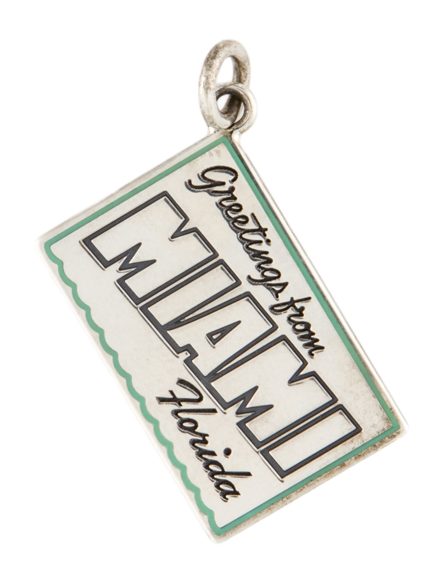 Tiffany & Co. Enamel 'Greetings From Miami' Postcard Charm